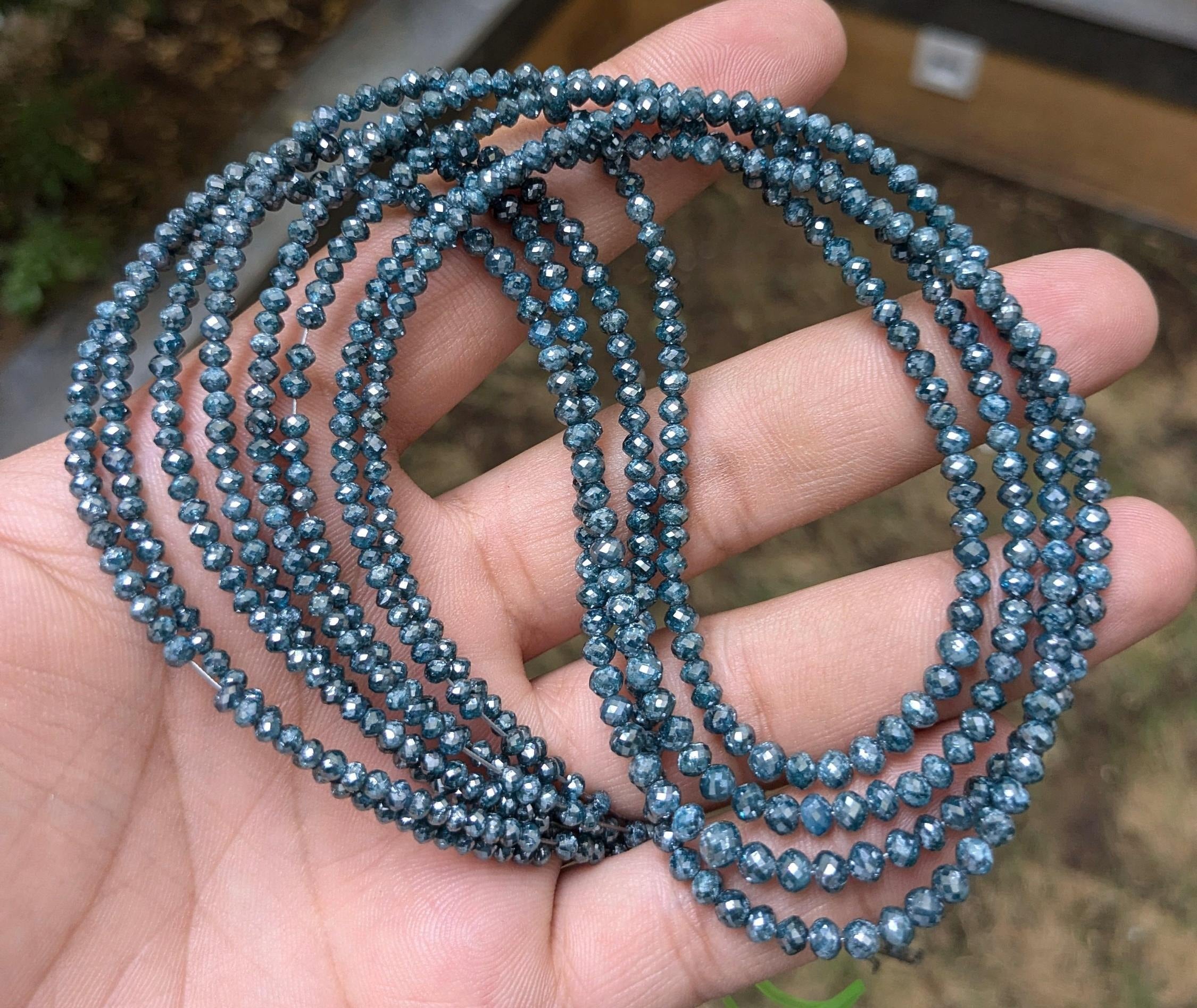 16 inch Natural Blue Diamond Beads jewellery making 4mm