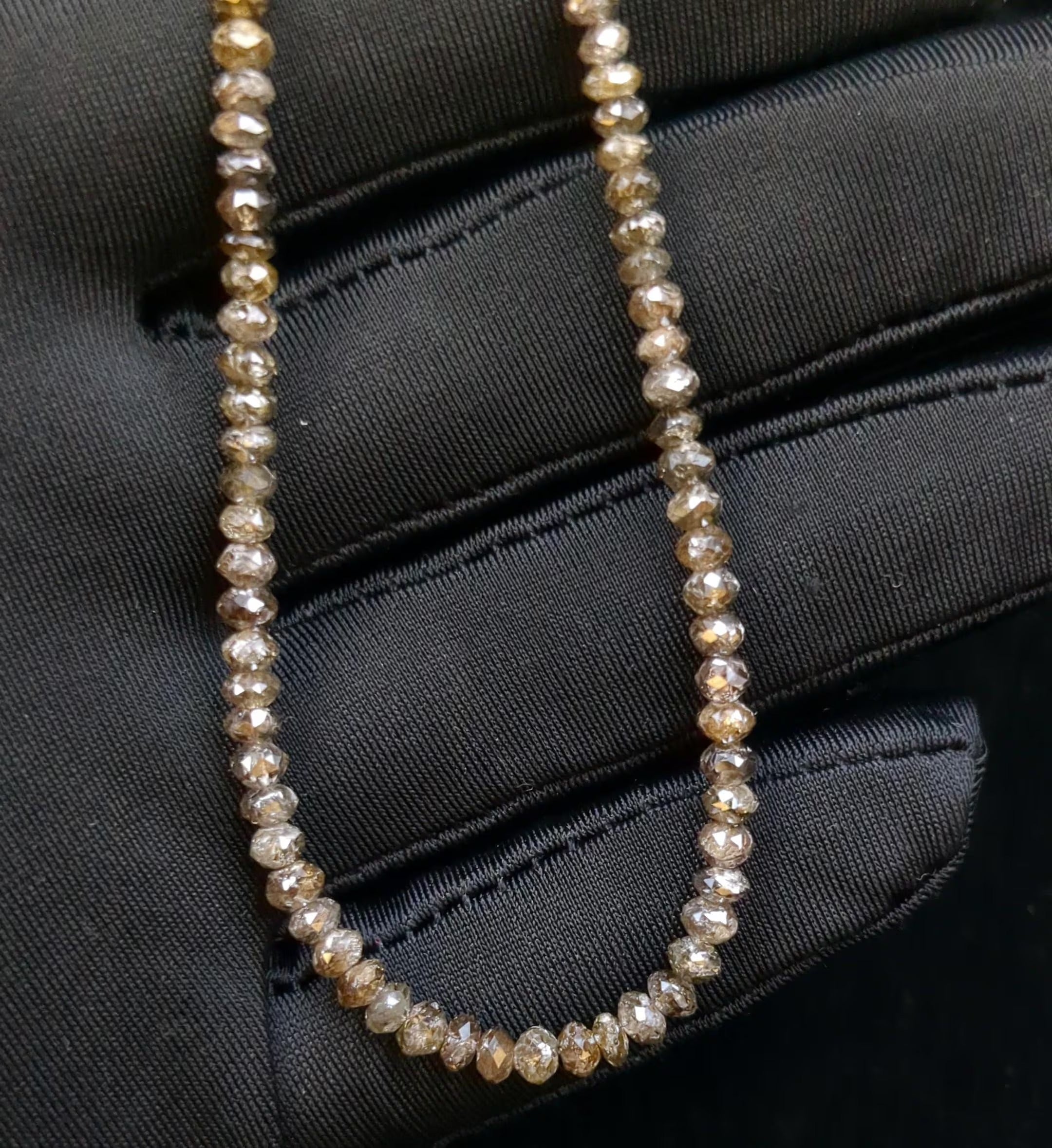 AAA+ 13 Inch Champagne Diamond Bead Strand Faceted Rondelle 4mm