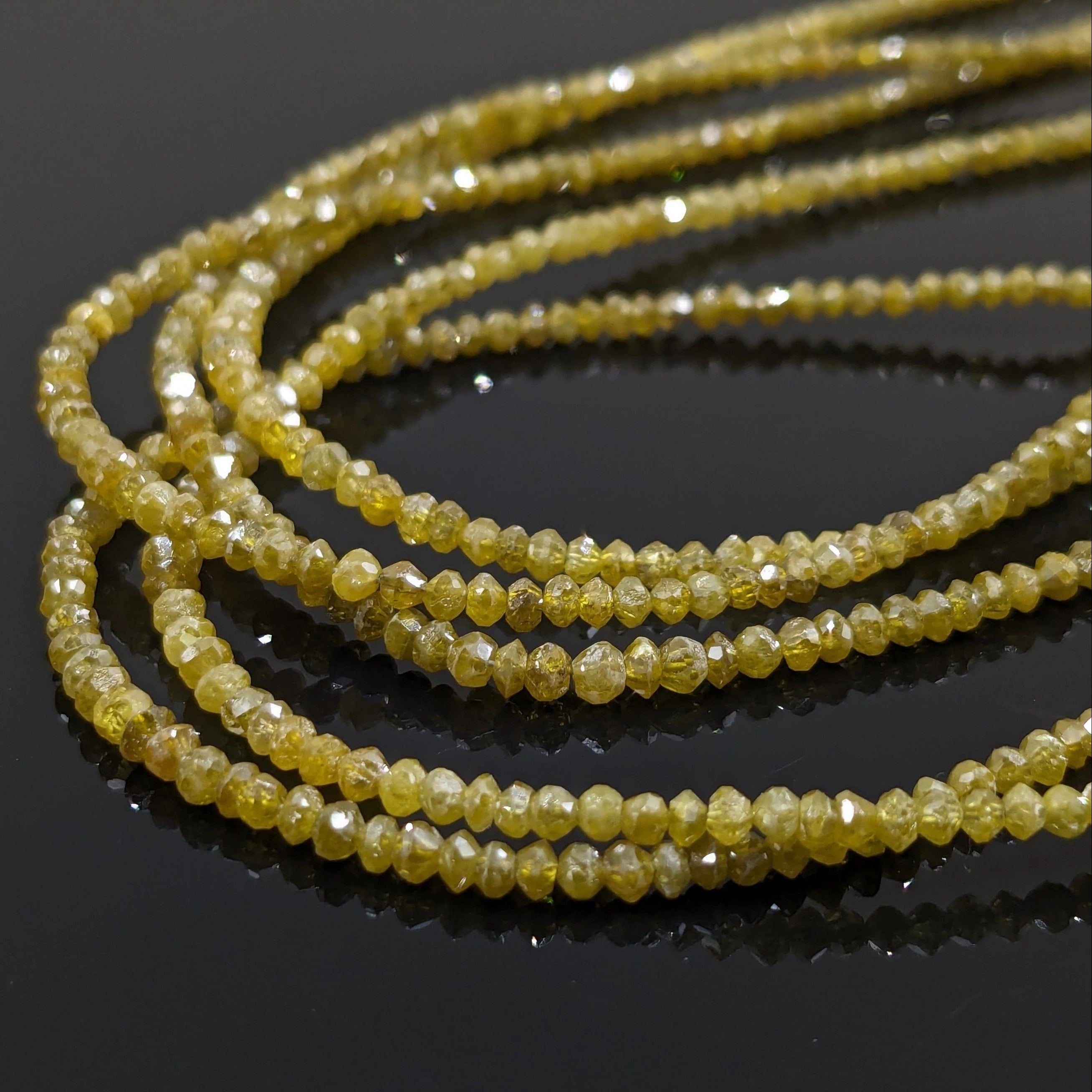 15 Inch AAA Natural Yellow Diamond Beads Faceted 1.8-2.2 mm