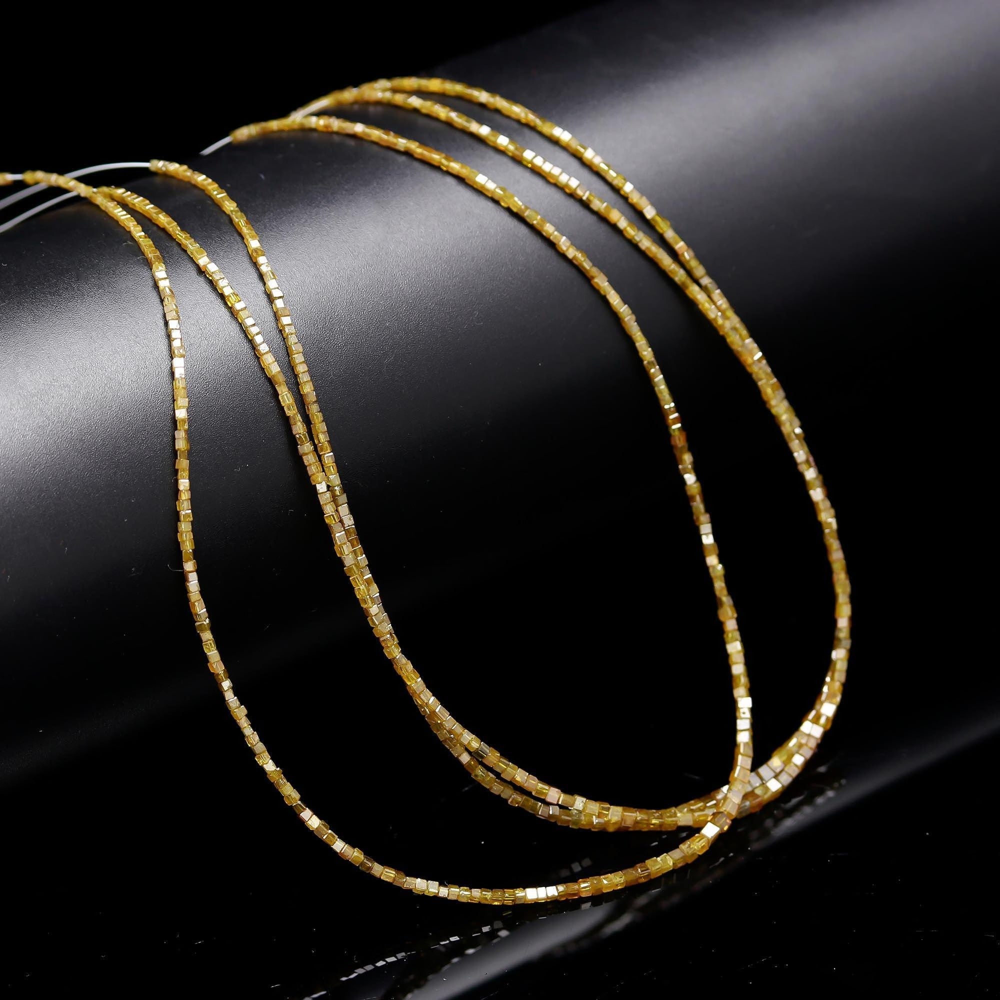 15 inch AAA+ Quality Faceted Yellow Diamond Cube Beads Natural 2 mm