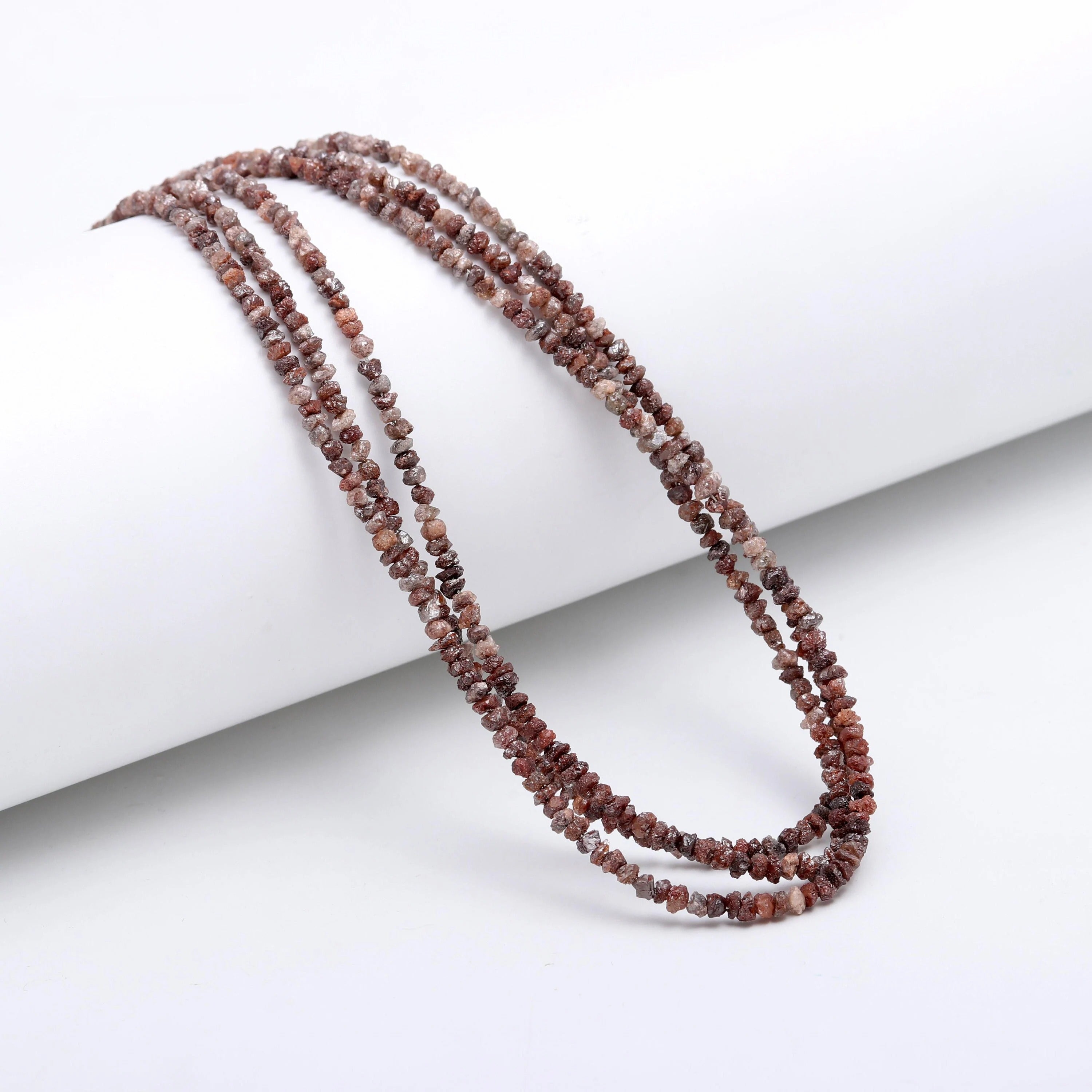 15 inch Raw Red Diamond Bead Strand Uncut Rough Nuggets Diamond