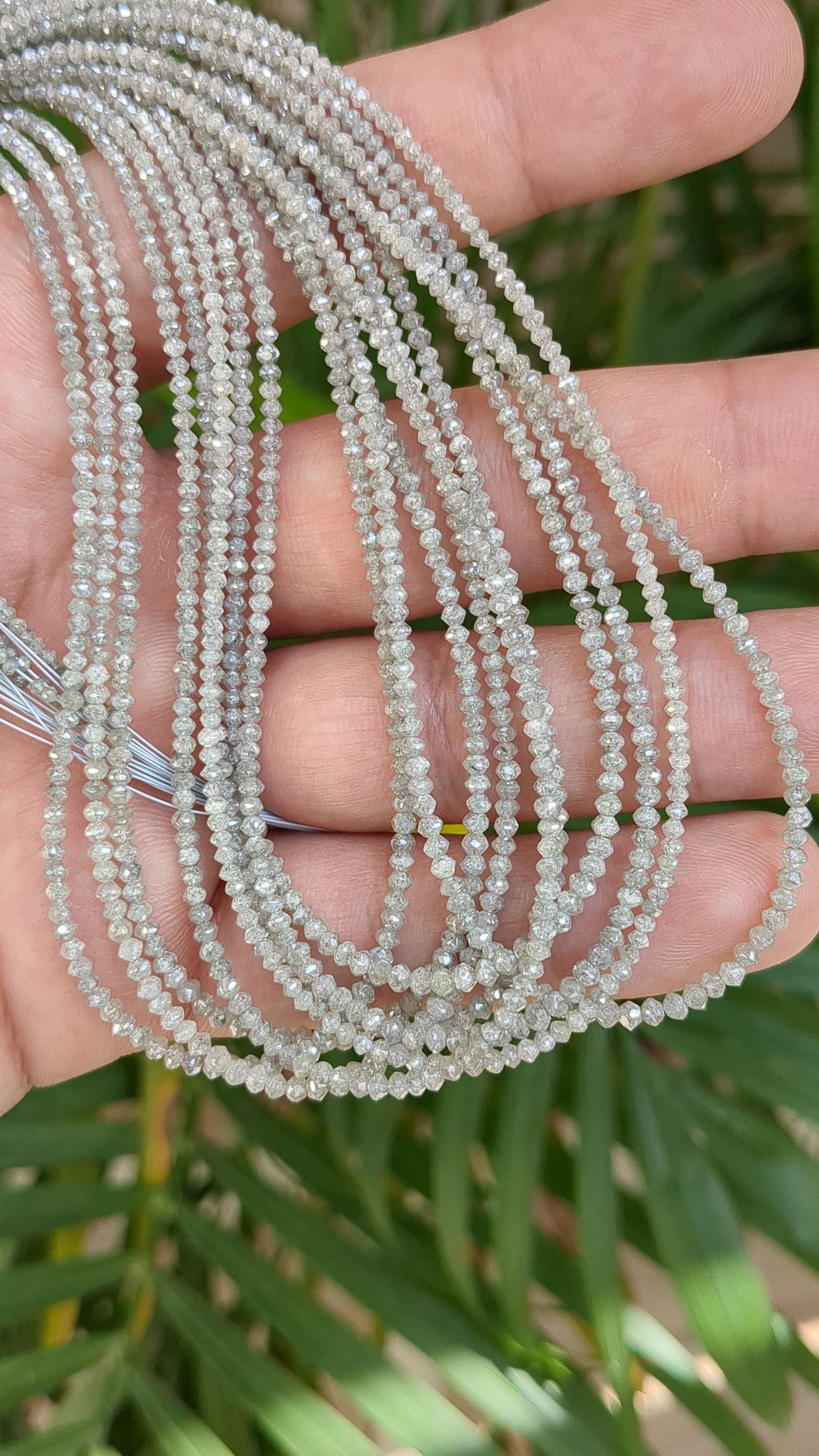 15 Inch Strand AAA+ White Diamond Beads Faceted Rondelle Beads