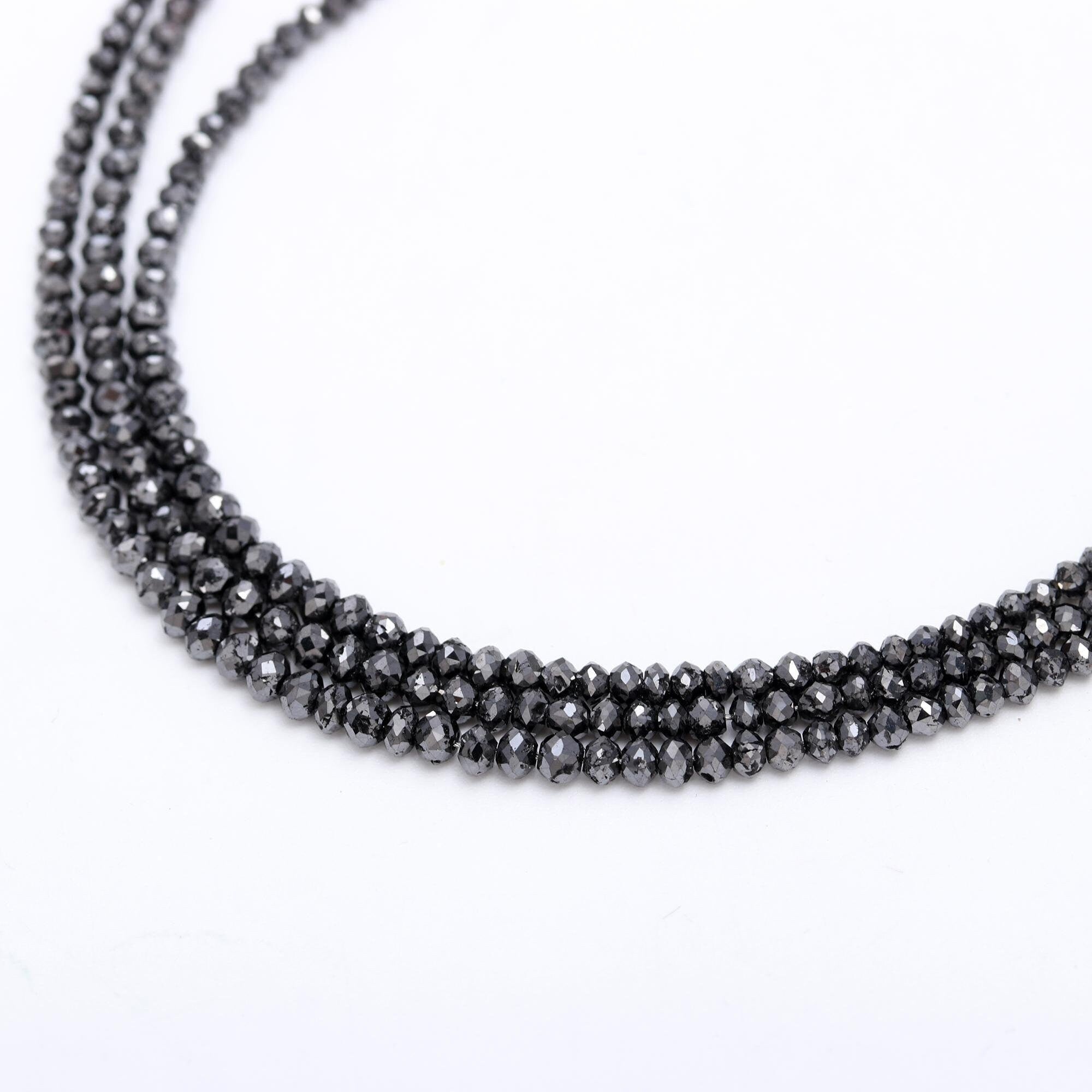 15 Inch AAA+ Natural Black Diamond Beads Faceted Diamond 1.5-2.5mm
