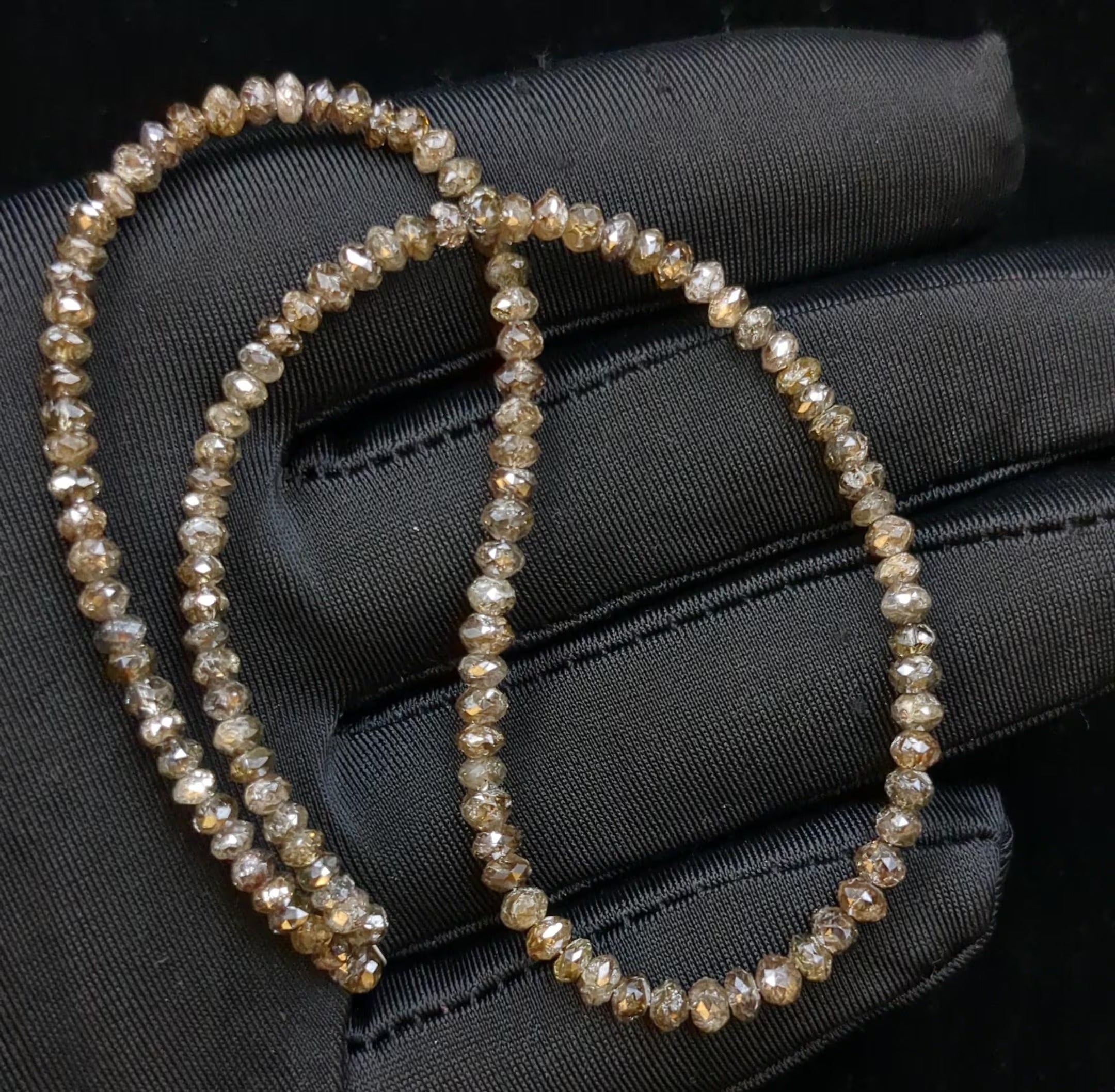 AAA+ 13 Inch Champagne Diamond Bead Strand Faceted Rondelle 4mm