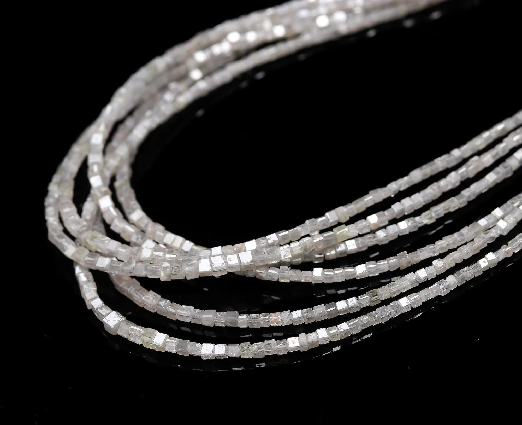 AAA White Diamond Cube Beads Faceted Box Shape 14 Inch Strand