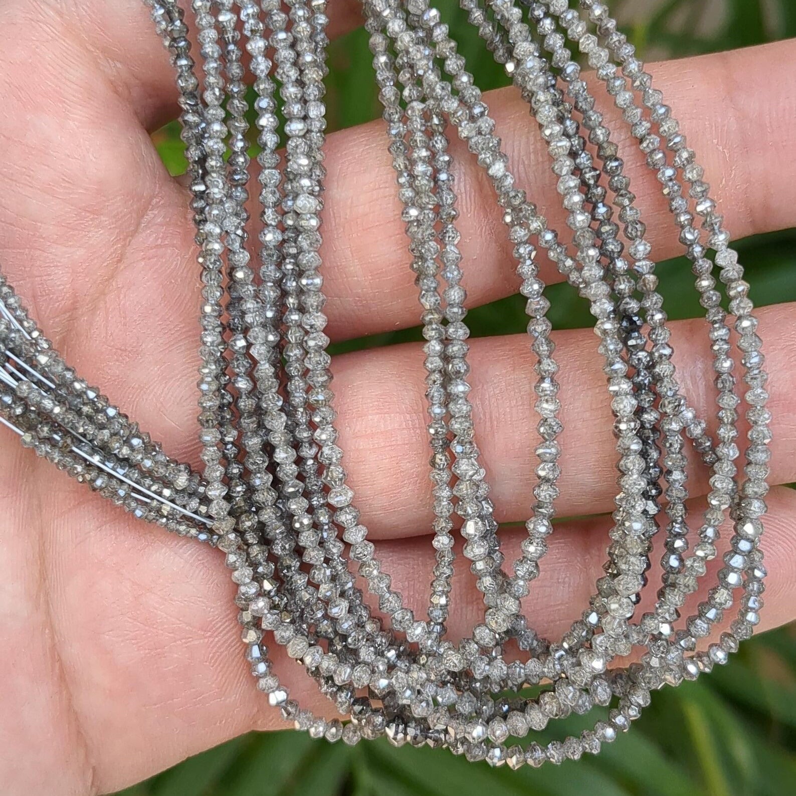 15 inch Dark Grey Natural Diamond Beads Strand jewellery making