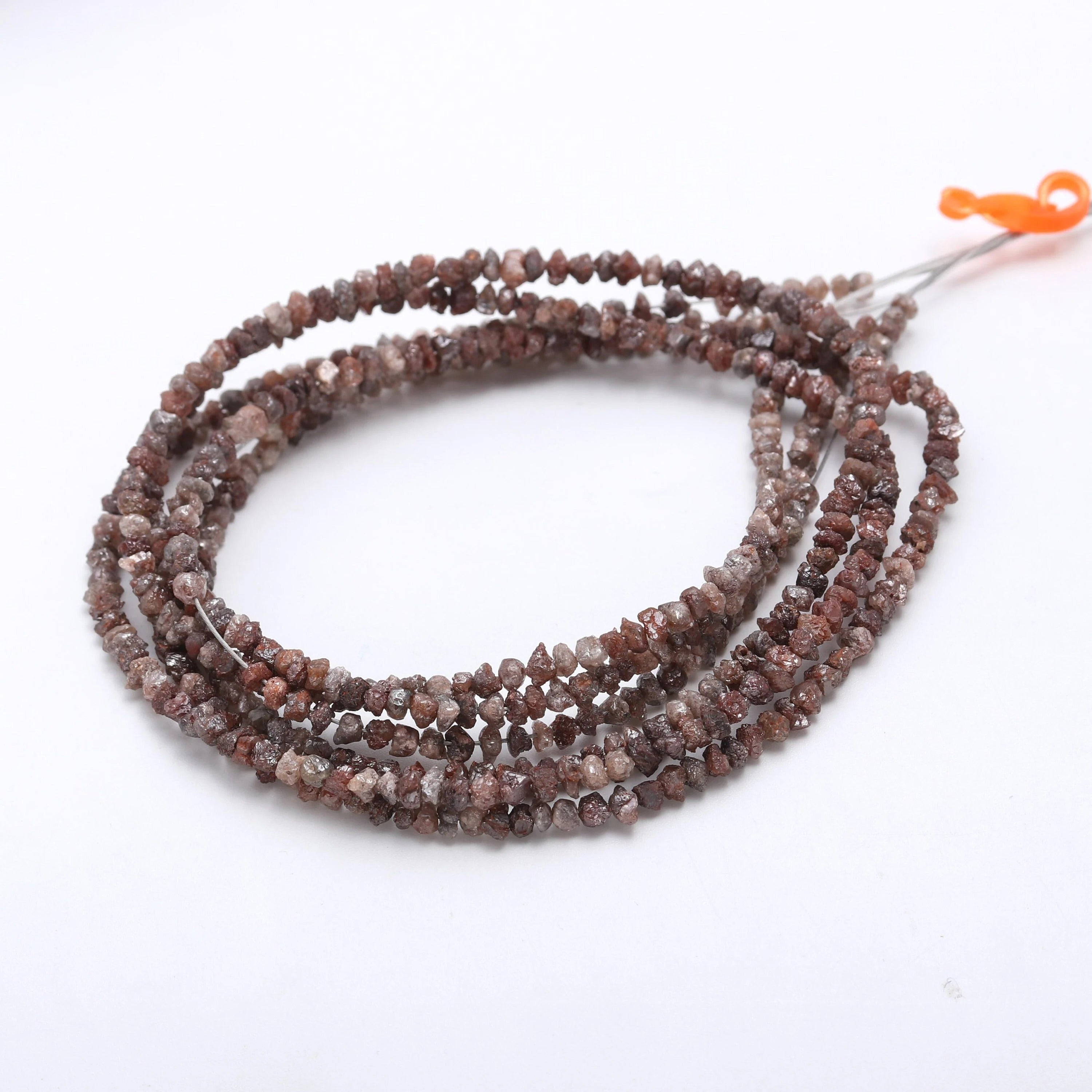 15 inch Raw Red Diamond Bead Strand Uncut Rough Nuggets Diamond