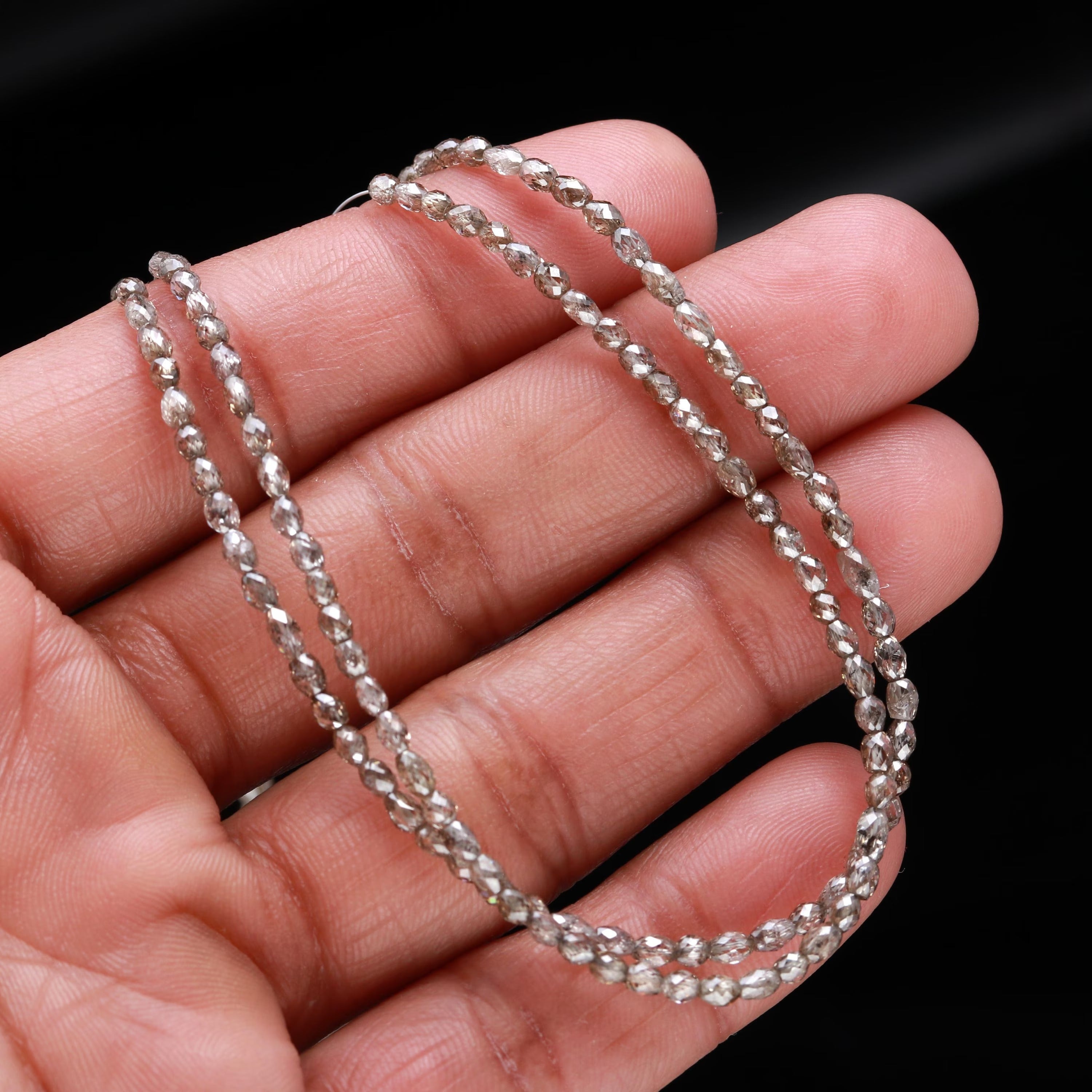 15 Inch  AAA+ Quality Champagne Diamond Bead Necklace Faceted Barrel Natural