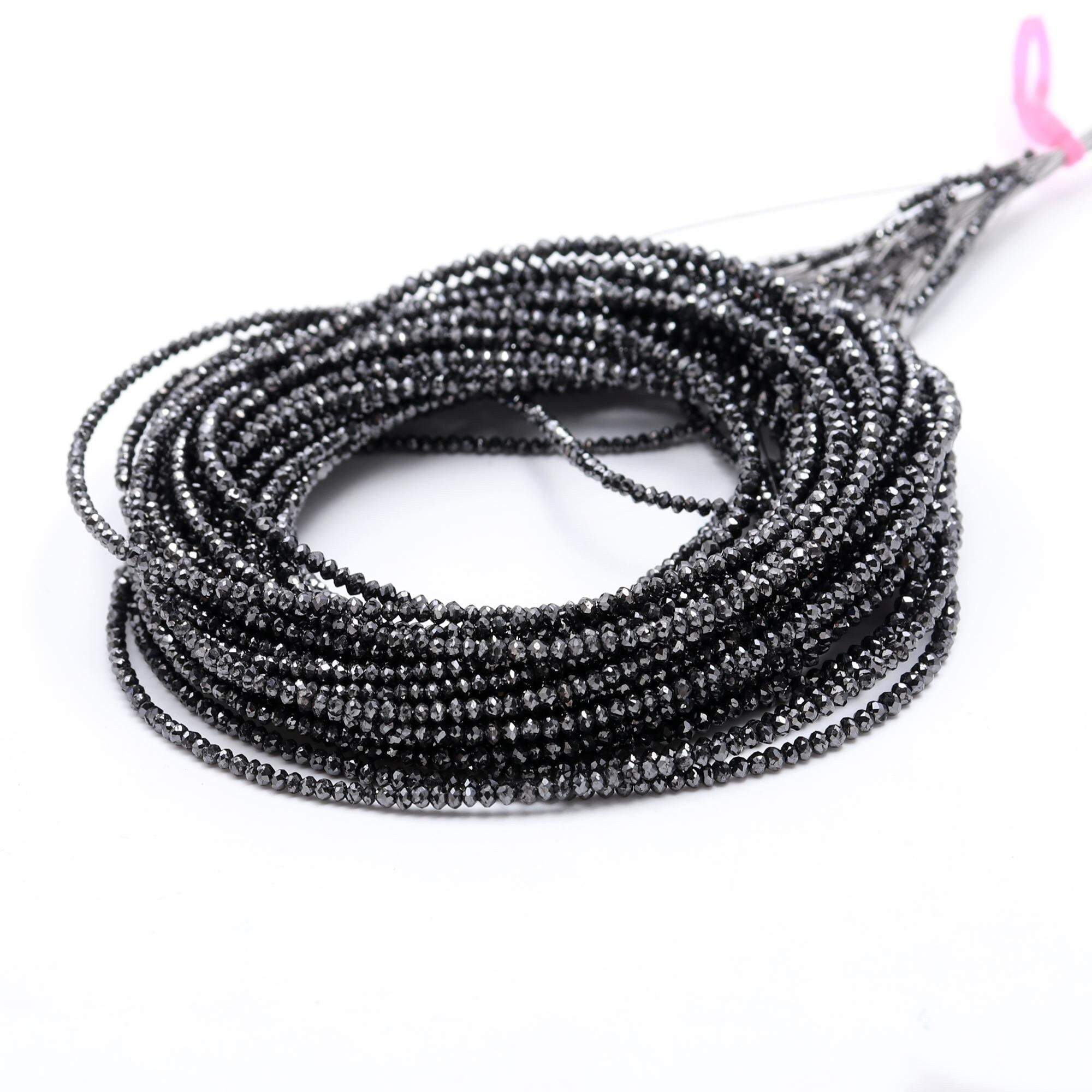 15 Inch AAA+ Natural Black Diamond Beads Faceted Diamond 1.5-2.5mm