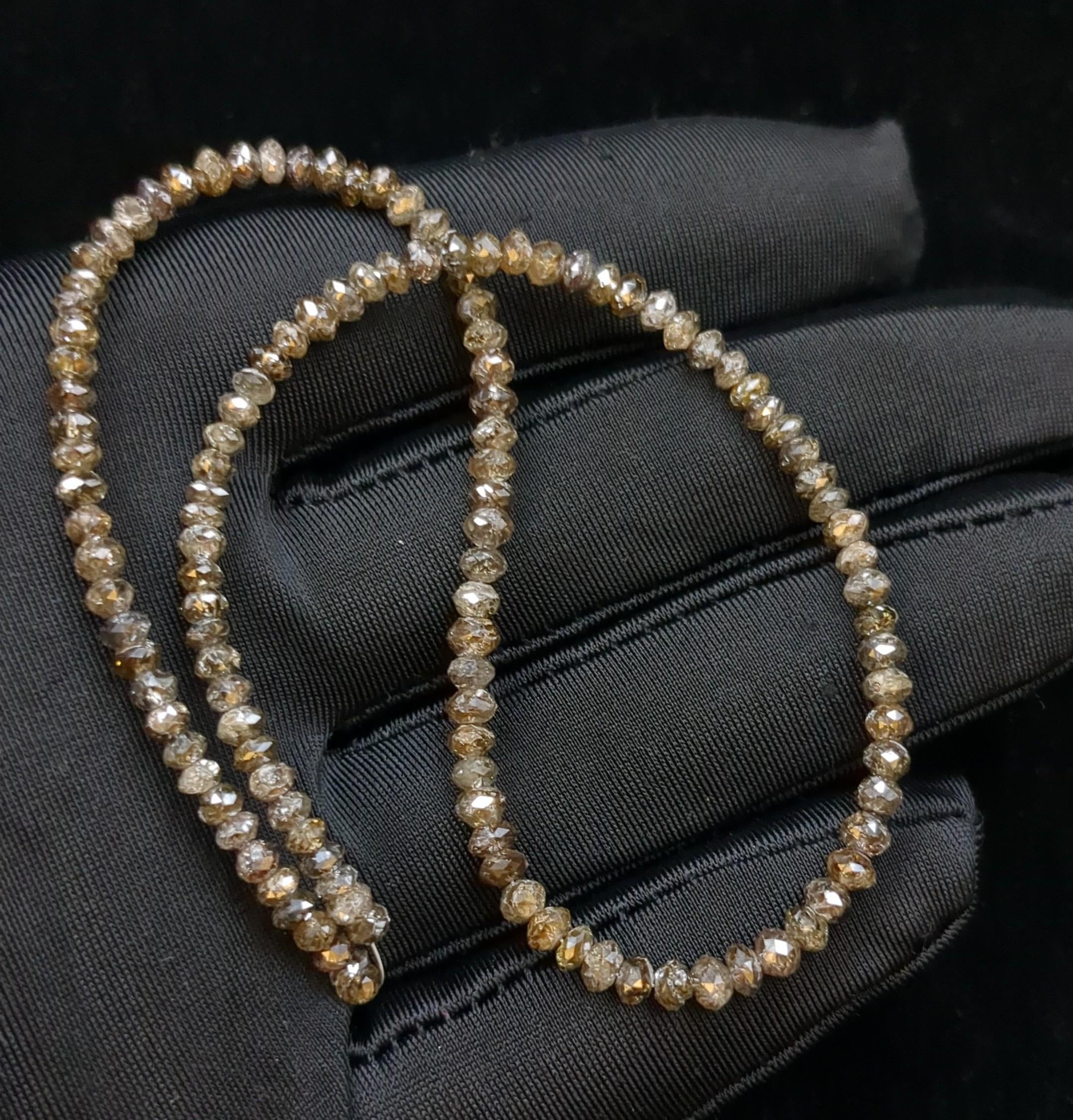 AAA+ 13 Inch Champagne Diamond Bead Strand Faceted Rondelle 4mm
