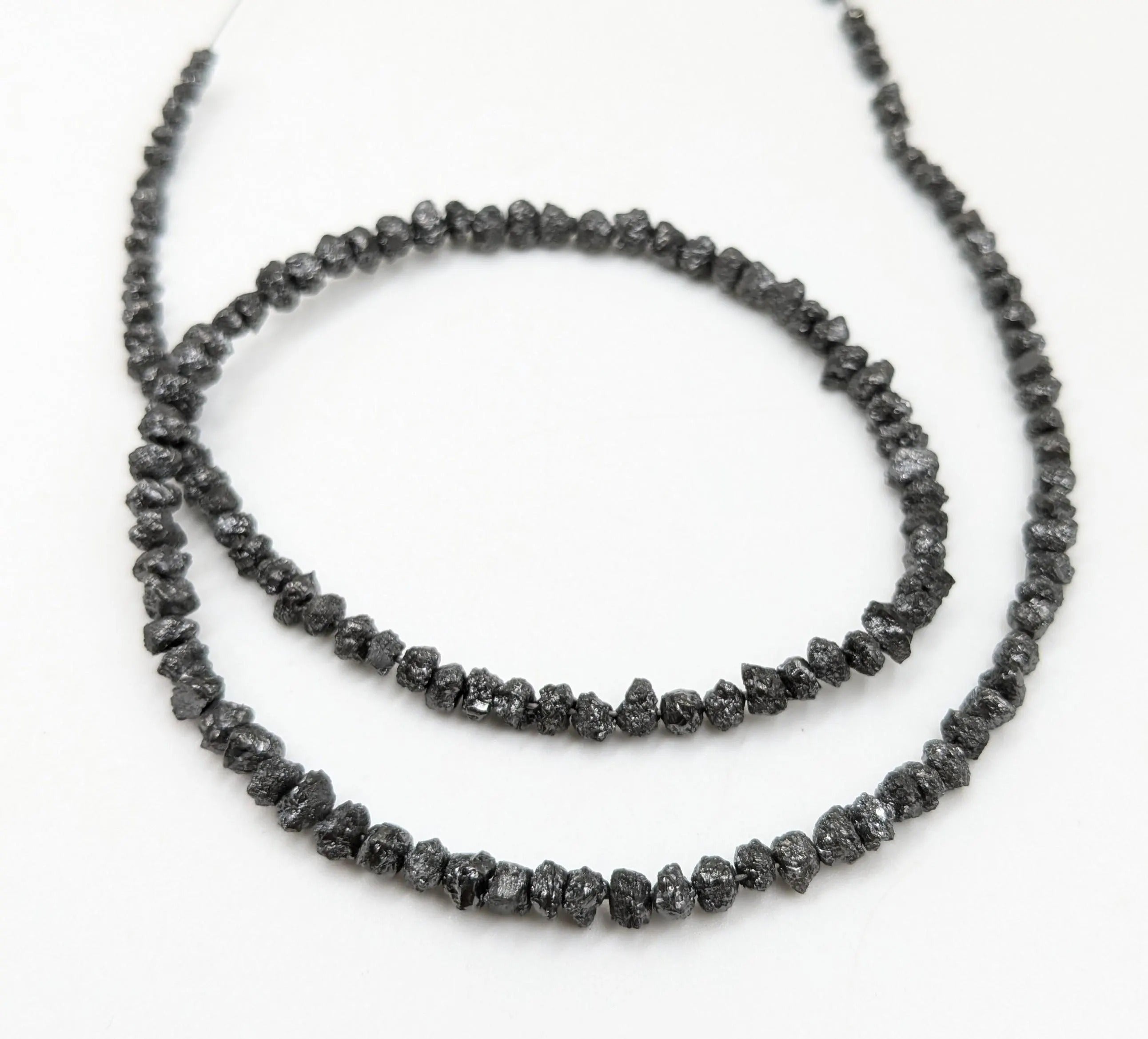 16 Inch AAA Black Diamond Beads Uncut Rough Nuggets 4mm