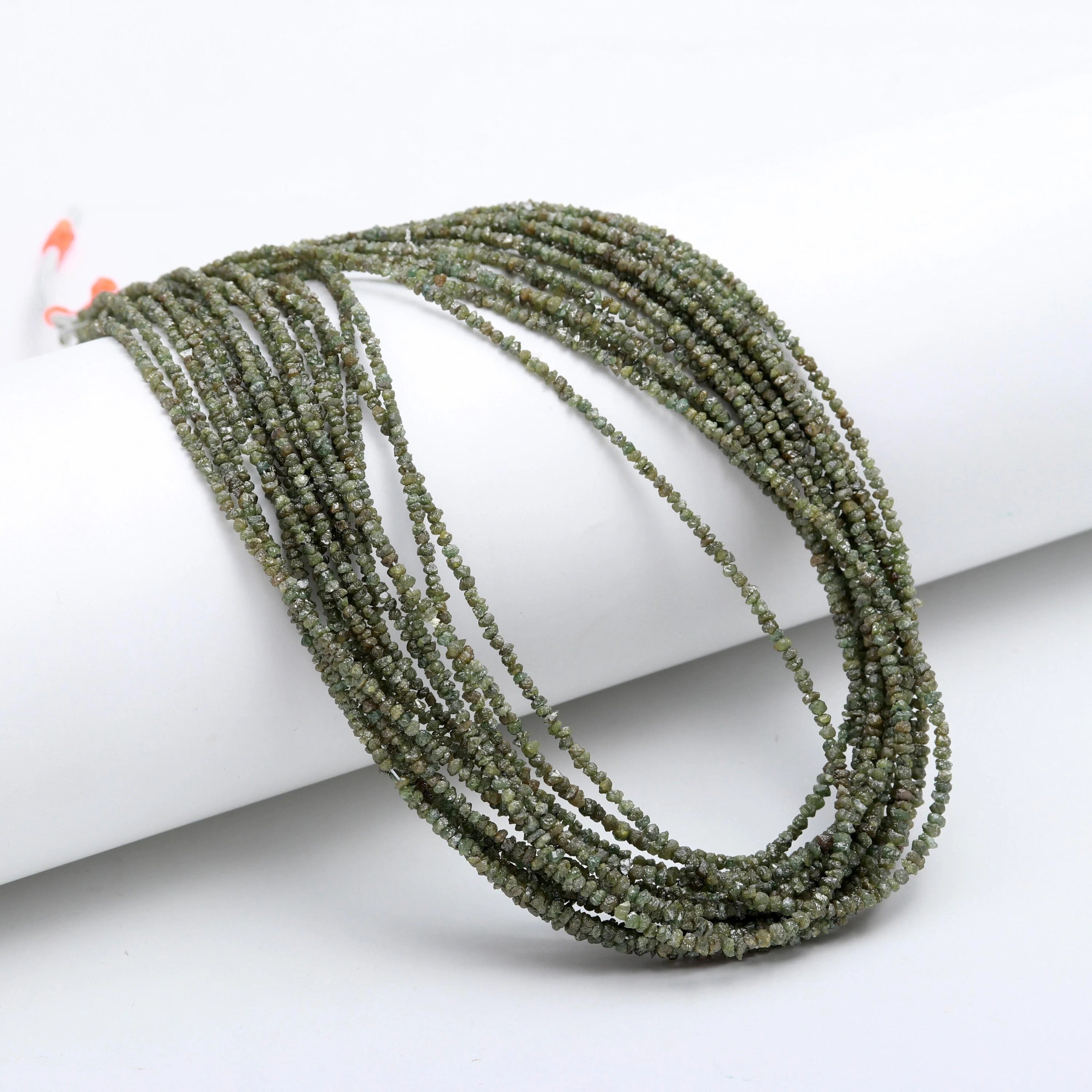 16 Inch Strand AAA+ Green Uncut Diamond Beads Raw Rough Diamond