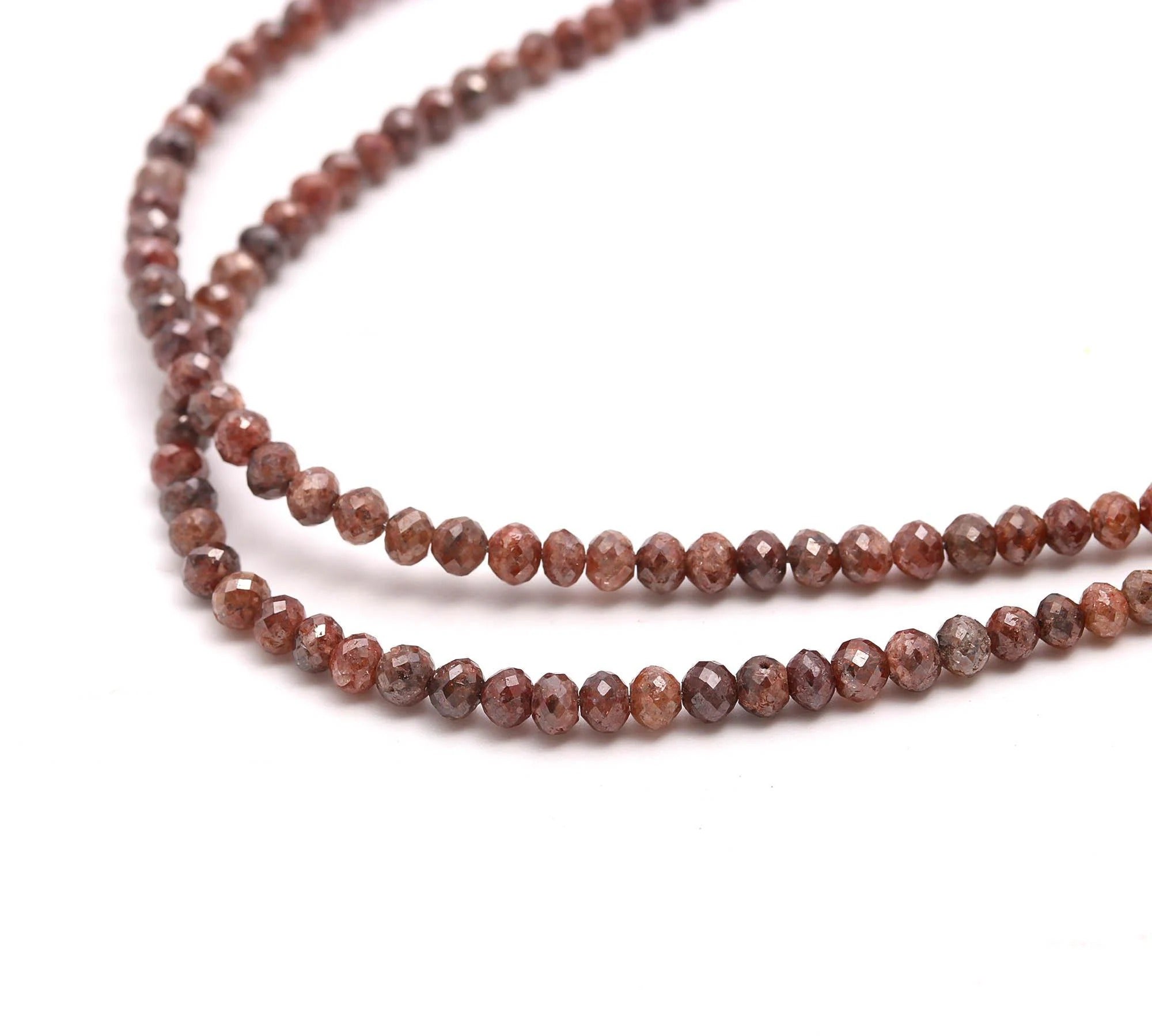 15 Inch Natural Red Diamond Faceted Beads 3.5 mm