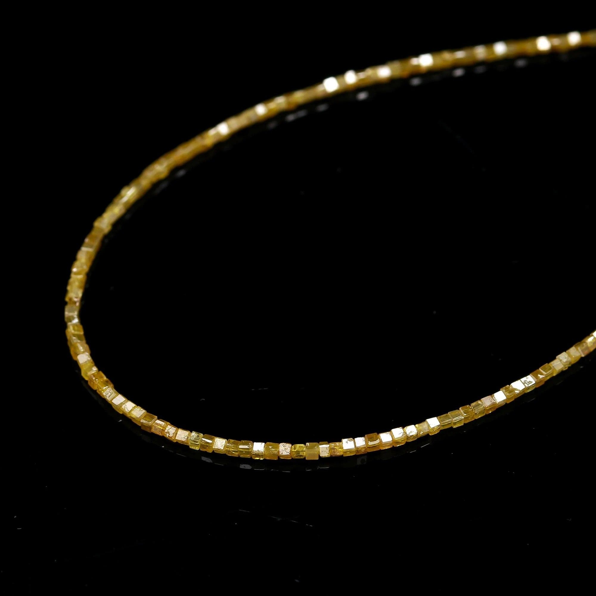 AAA+  15 inch Strand Faceted Yellow Diamond Cube Beads 1.5-2.5 mm
