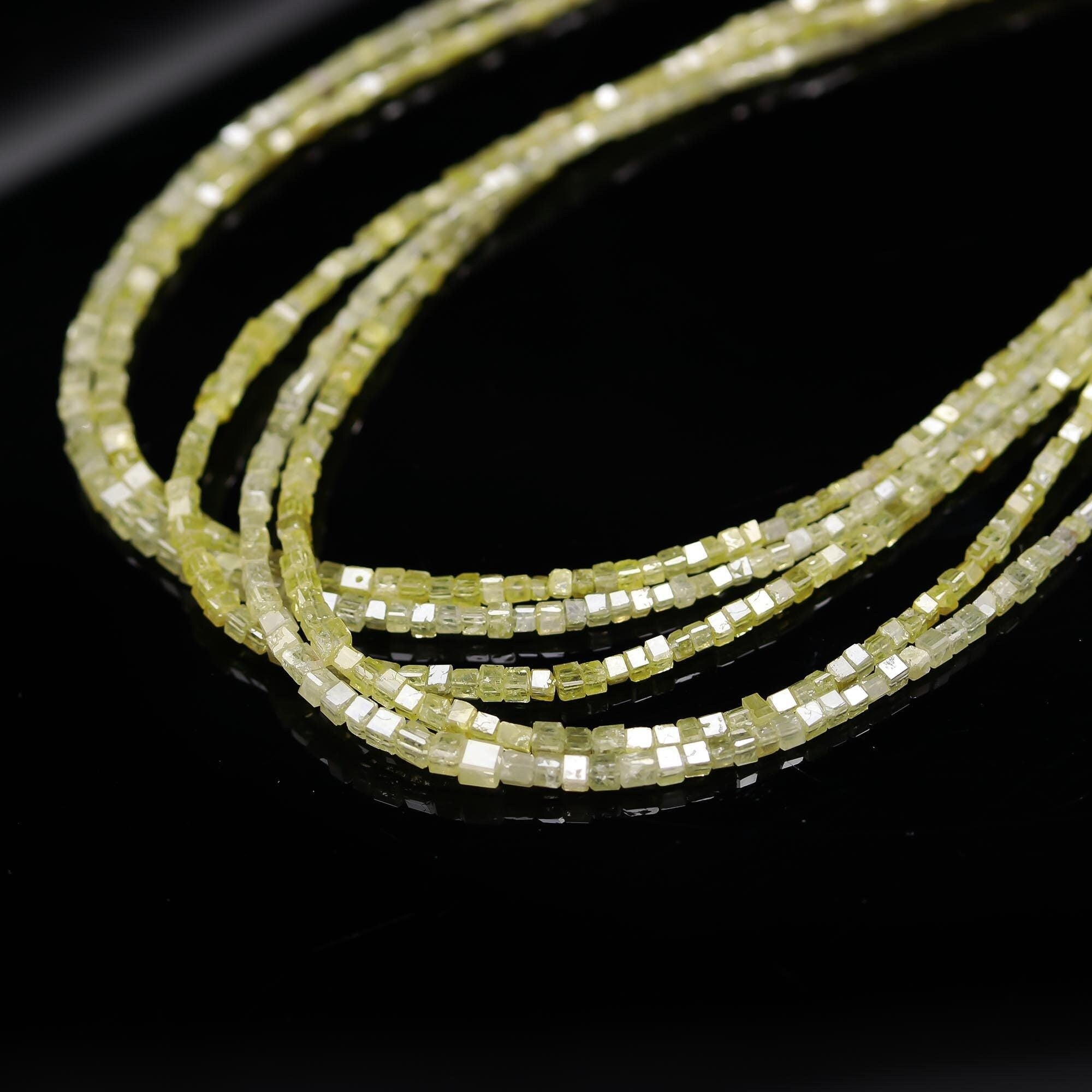 AAA+ Quality 15 inch Strand Faceted Natural Yellow Diamond Cube Beads