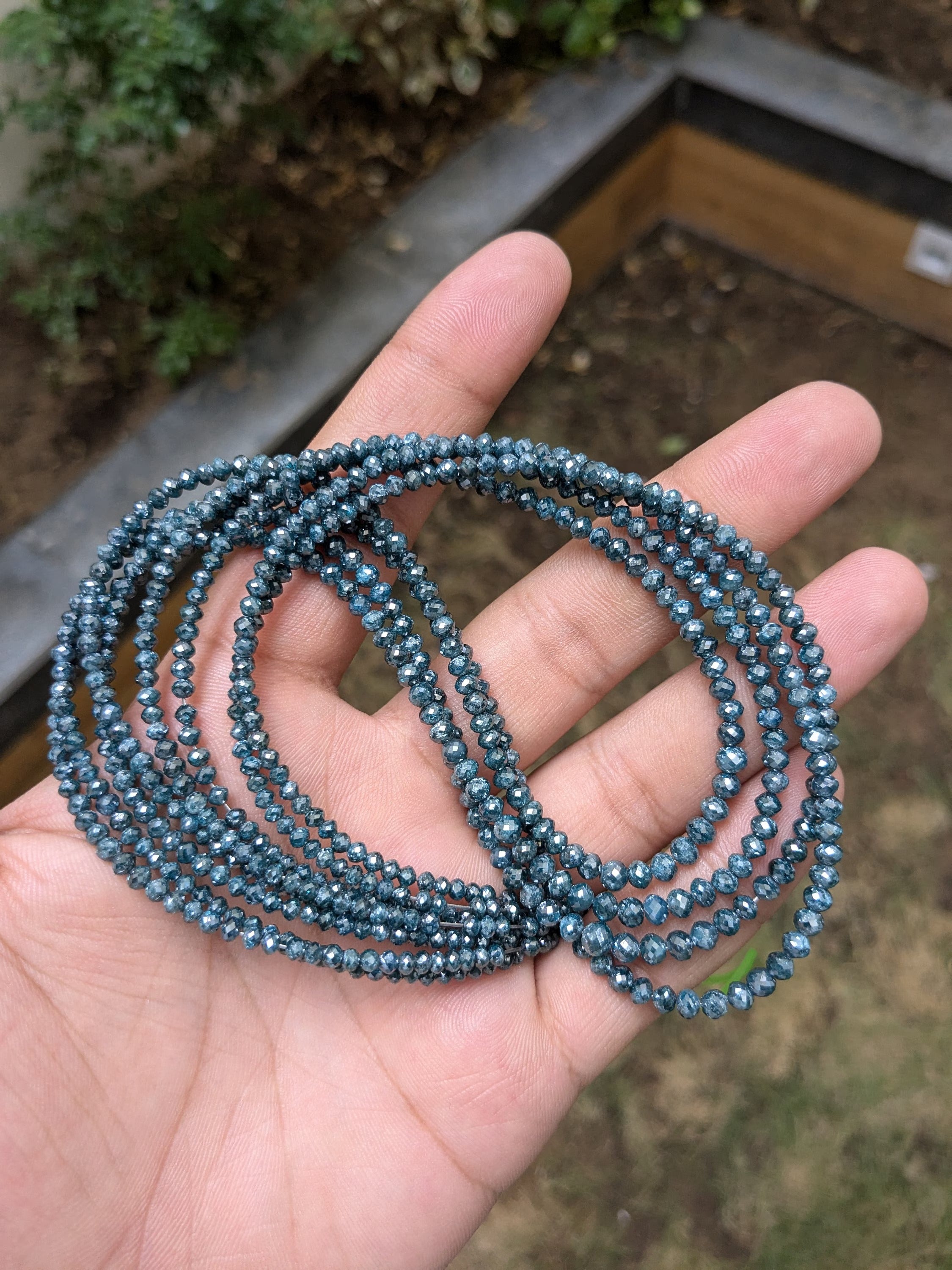 16 inch Natural Blue Diamond Beads jewellery making 4mm