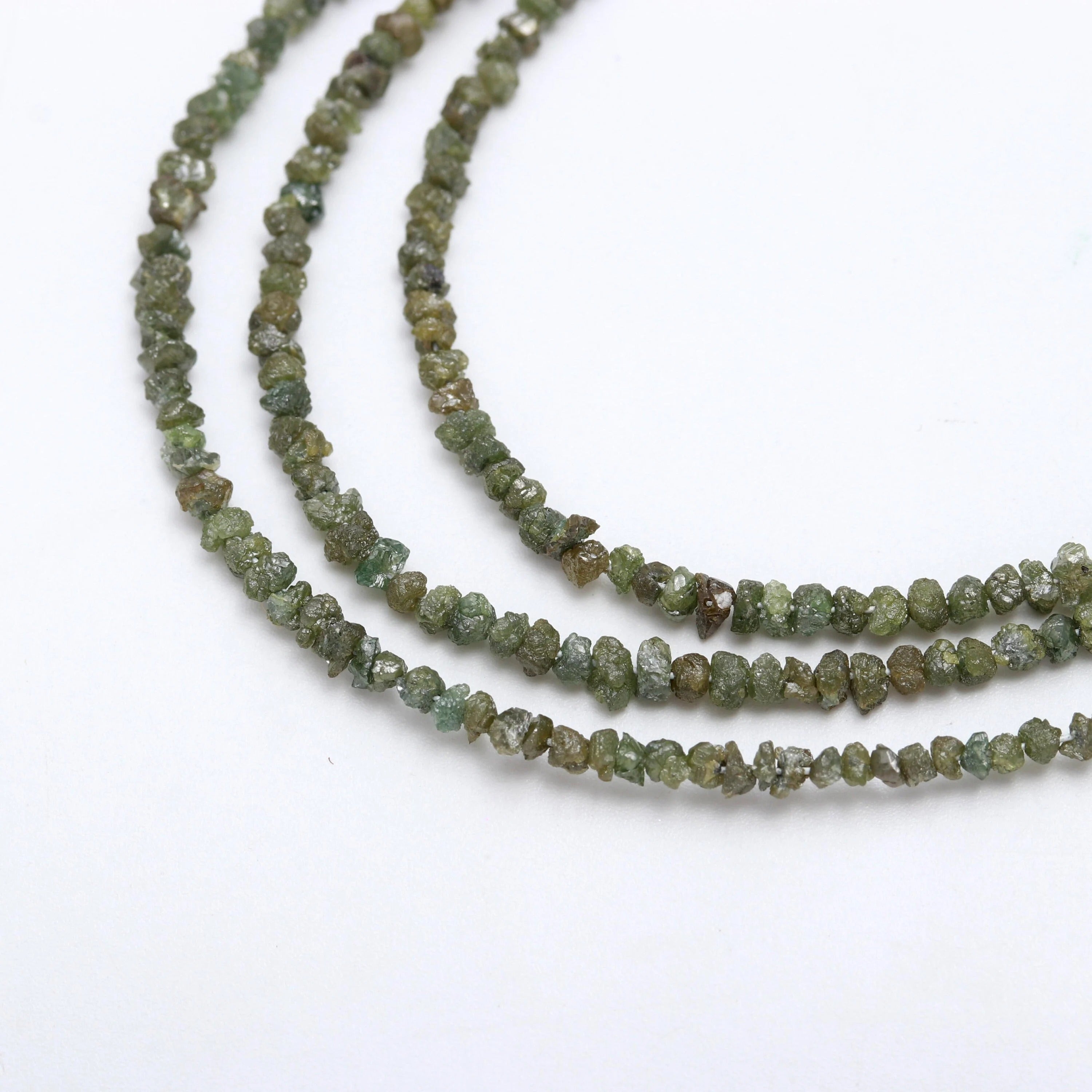 16 Inch Strand AAA+ Green Uncut Diamond Beads Raw Rough Diamond
