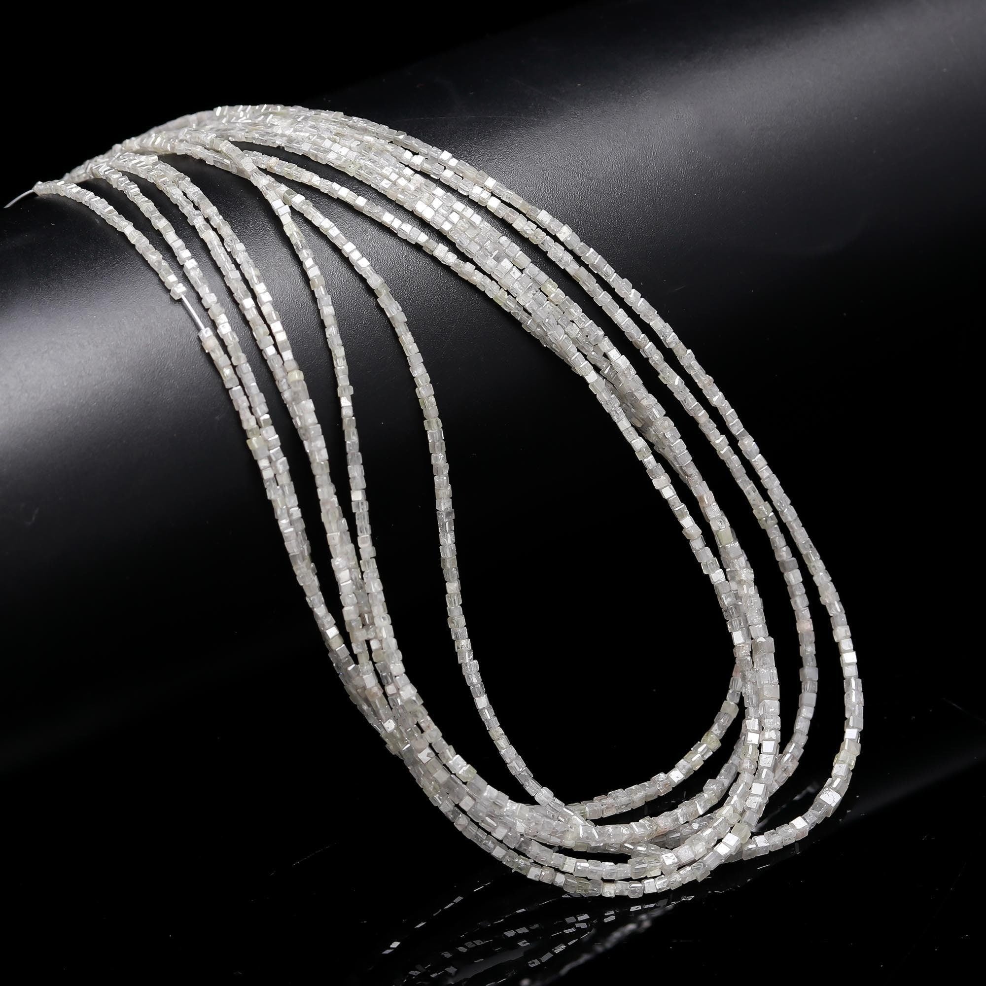 AAA White Diamond Cube Beads Faceted Box Shape 14 Inch Strand