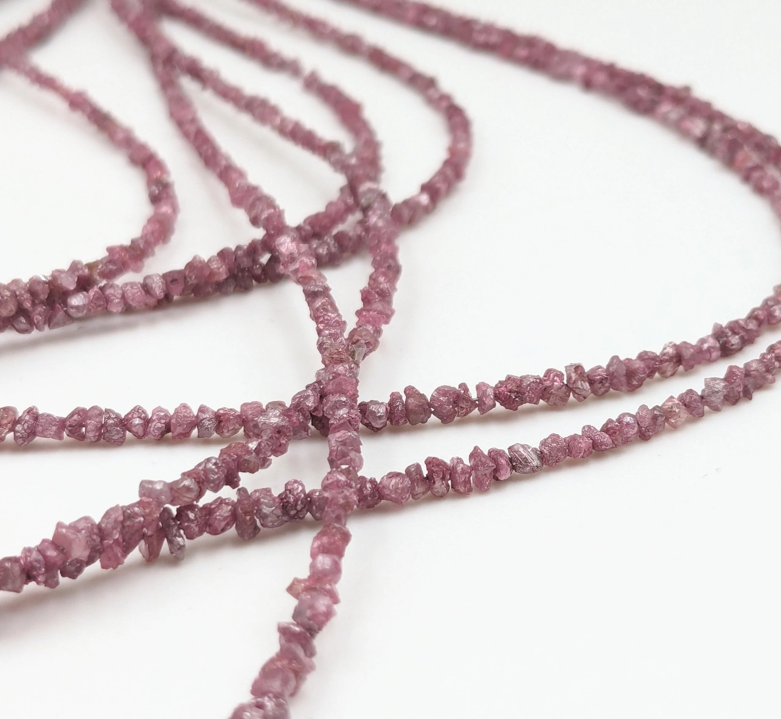 16 Inch AAA+ Pink Diamond Beads Raw Uncut Diamond Nugget 2-3mm