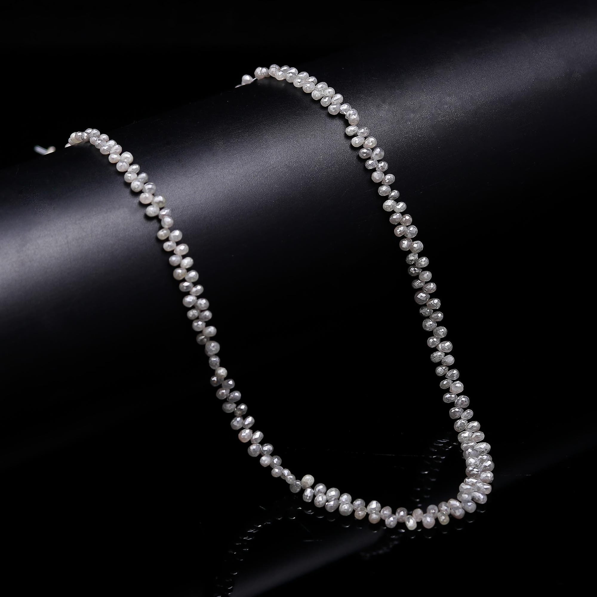 AAA+ Grade Natural Salt And Pepper White Diamond Briolette Beads 2.4-4 mm