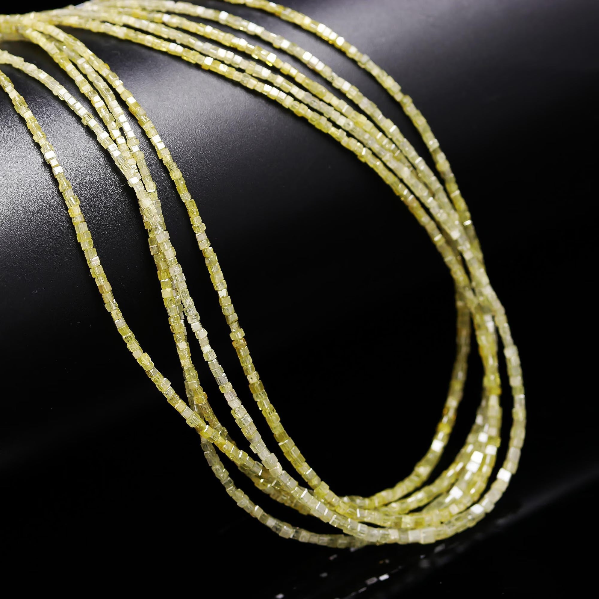 AAA+ Quality 15 inch Strand Faceted Natural Yellow Diamond Cube Beads