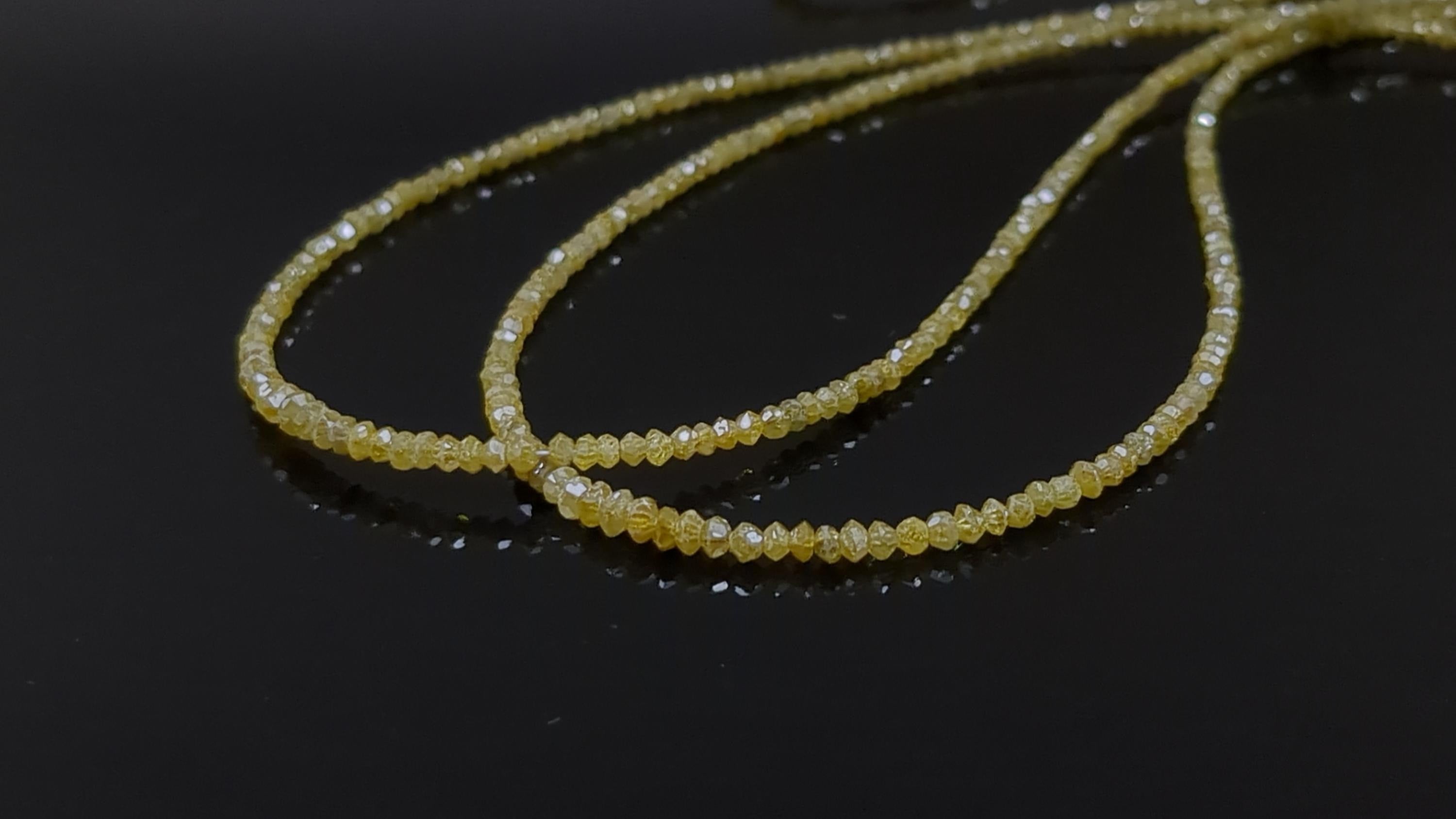 15 Inch Strand Faceted Natural Yellow Diamond Rondelle Beads