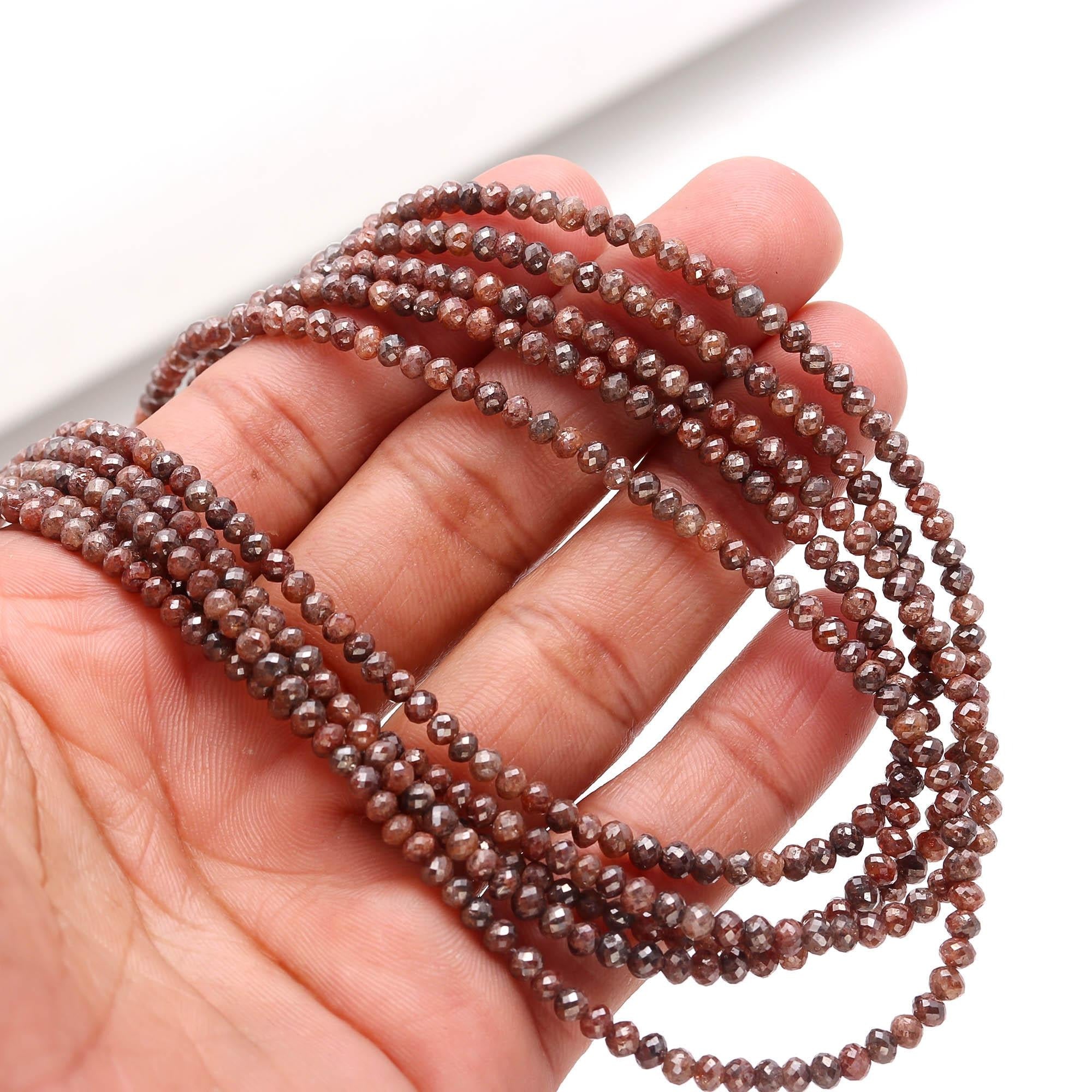 15 Inch Natural Red Diamond Faceted Beads 3.5 mm