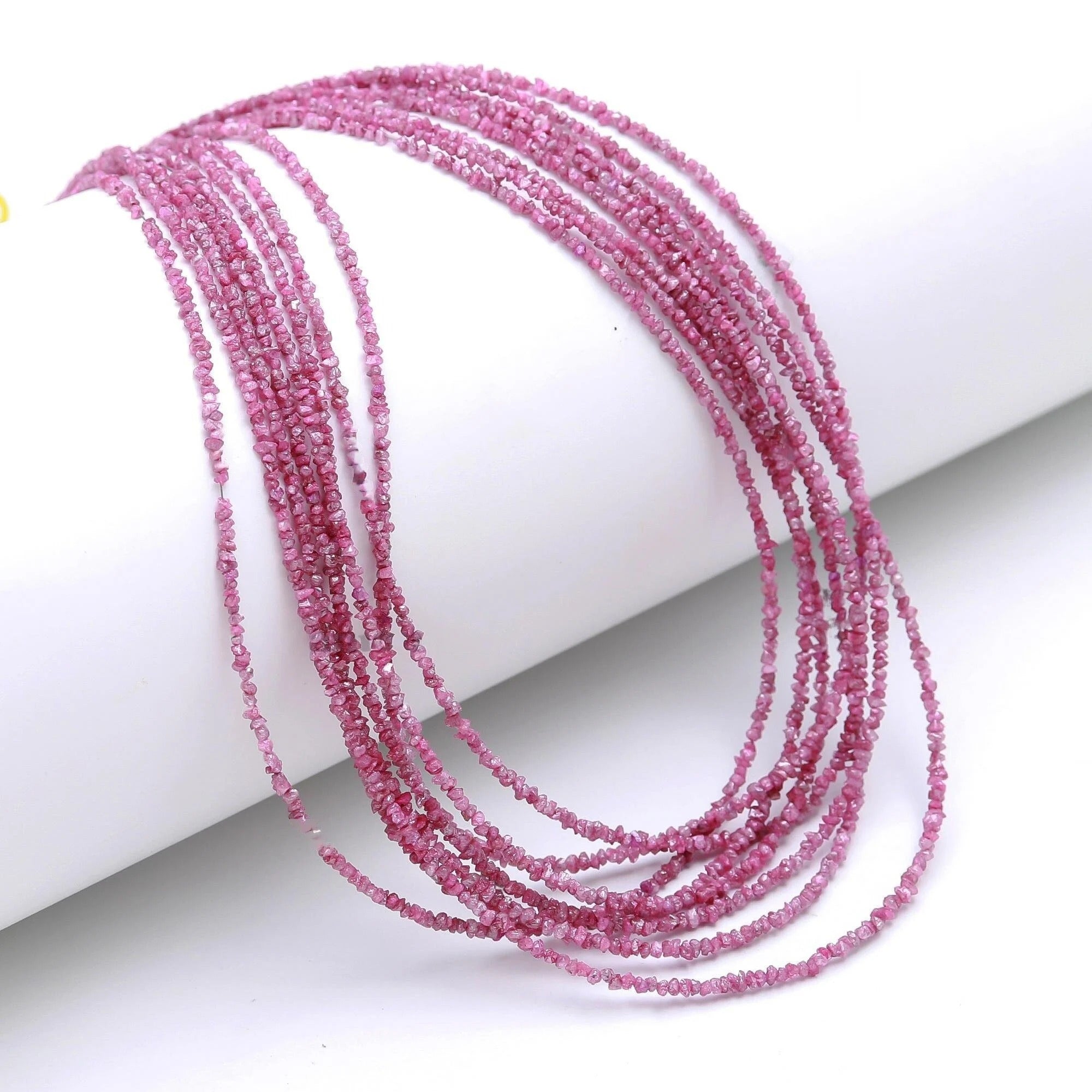 15 Inch AAA+ Natural Pink Rough Diamond Beads Strand Uncut Beads 2-3 mm
