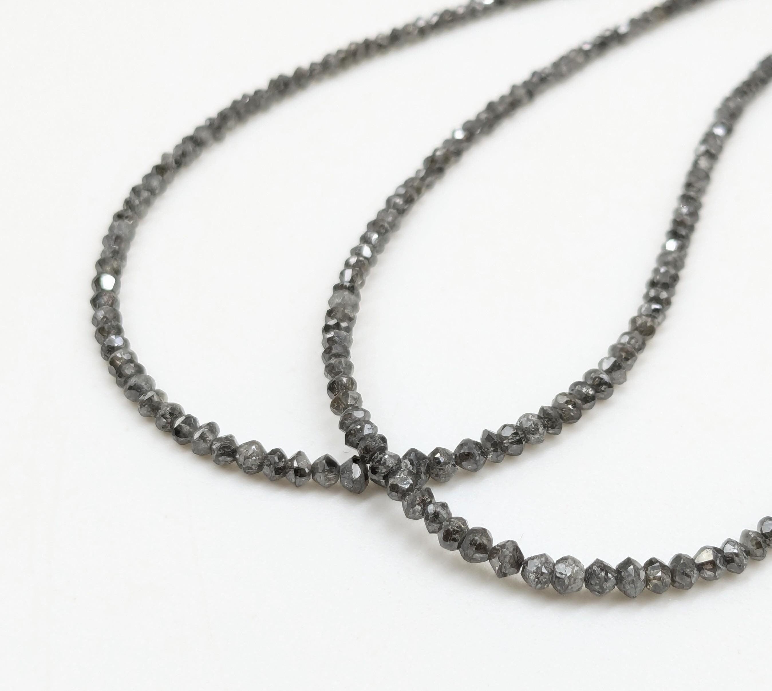 Natural Salt & Pepper Faceted Rondelle Grey Diamond Beads  3mm