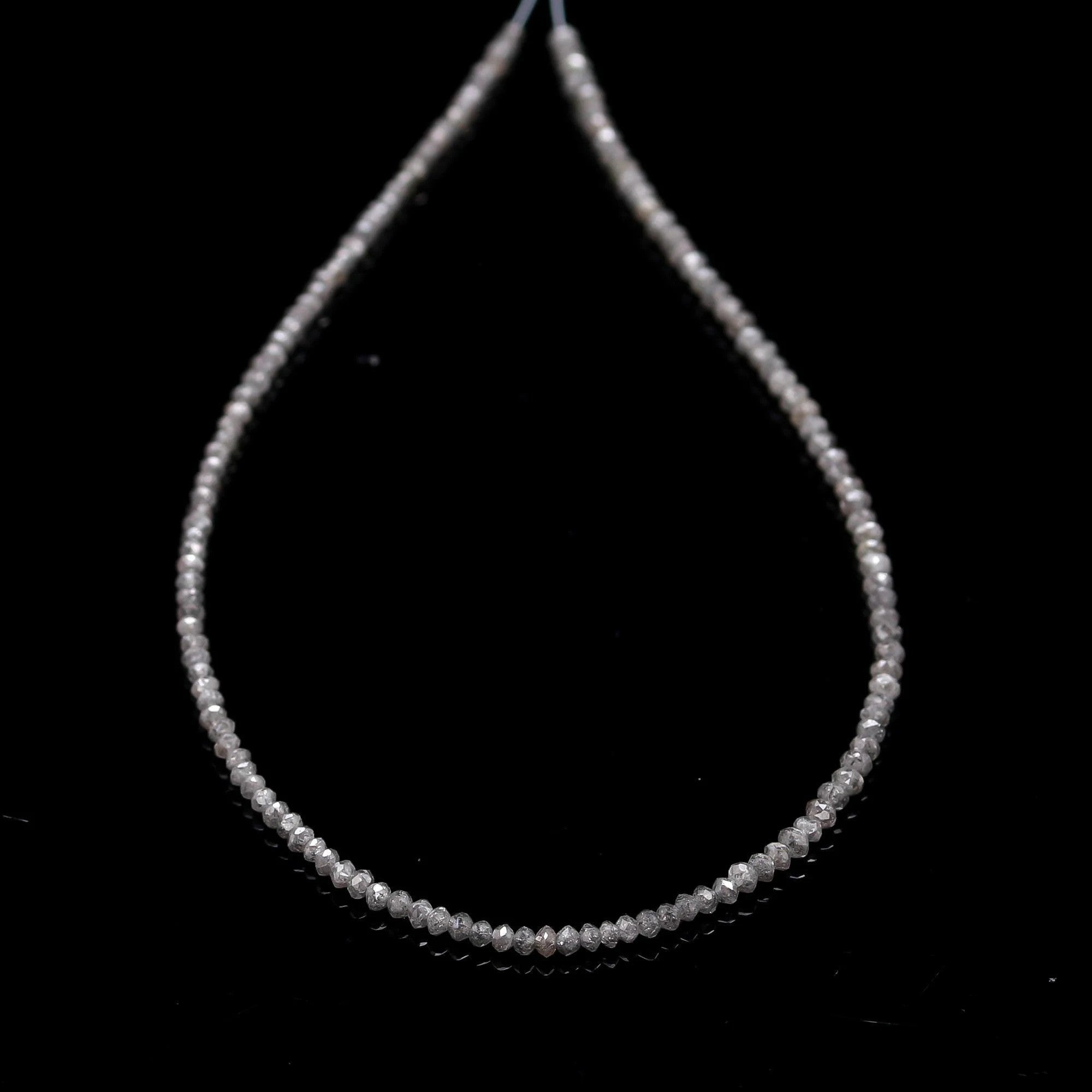 AAA+ 15 inch Natural Grey Diamond Beads Faceted Rondelle Strand Beads