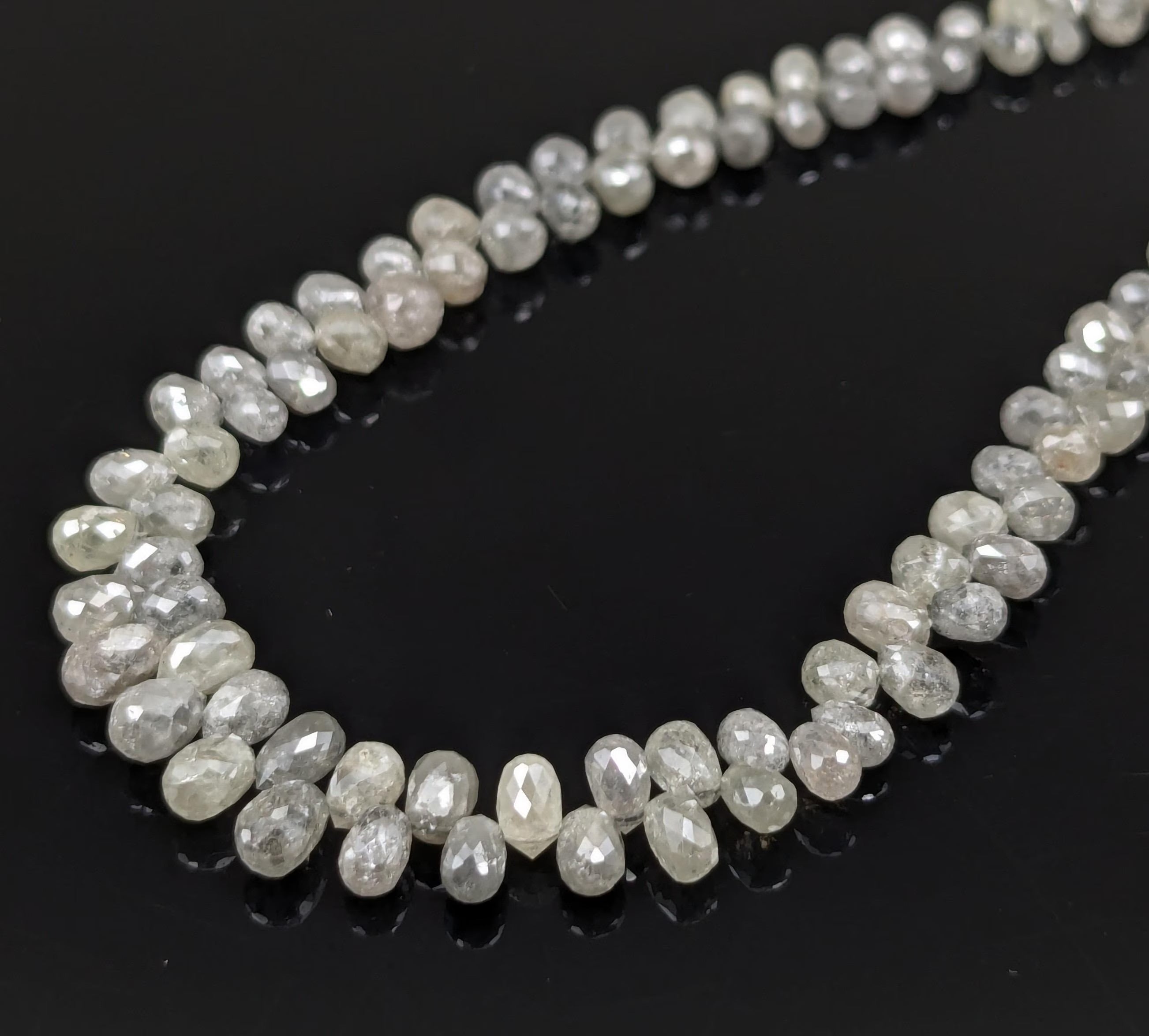 AAA+ Faceted Teardrop Briolette Natural White Diamond Beads 2.5-4 mm