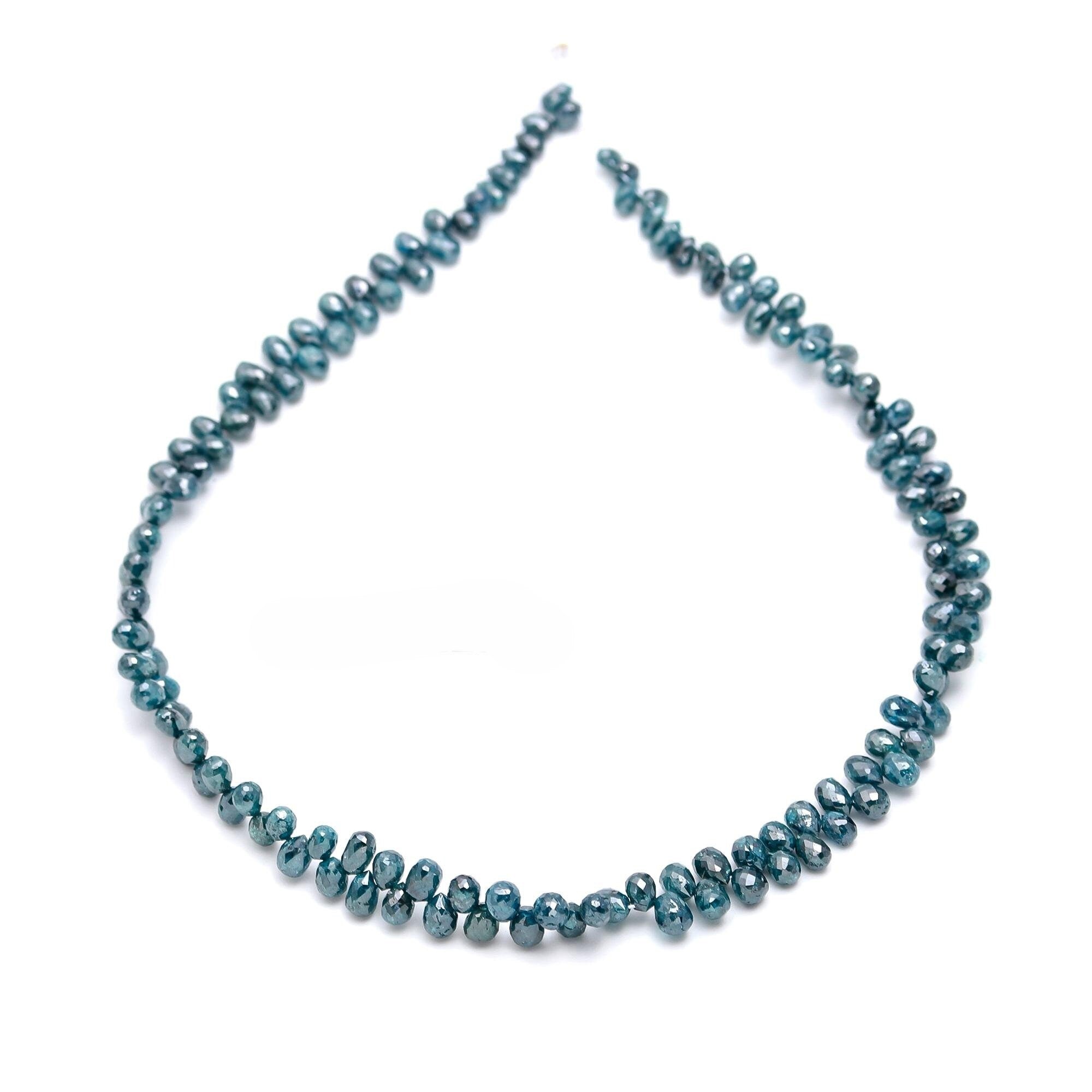 AAA Natural Blue Diamond Briolette Beads Faceted Teardrop Beads 2.5-4mm