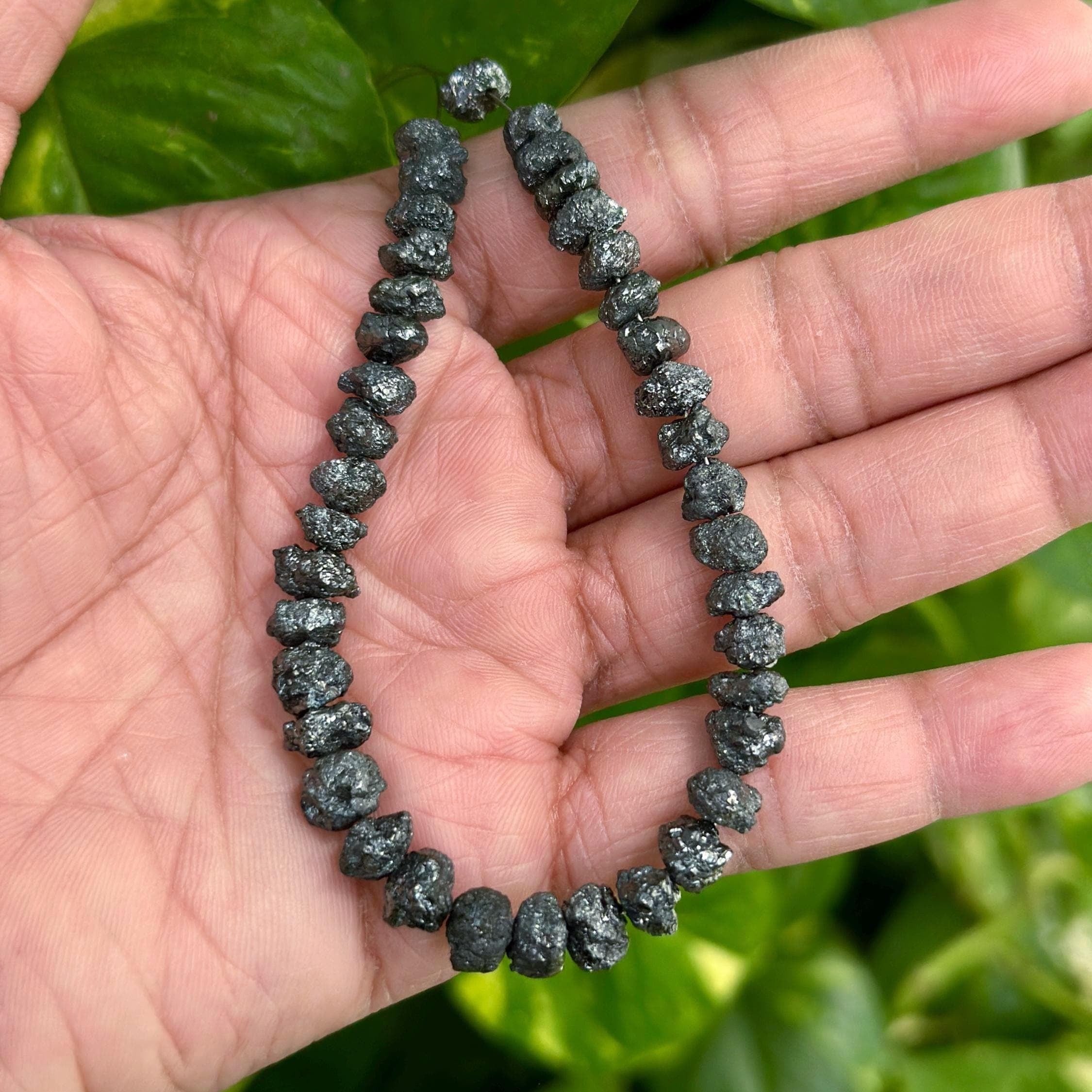 80 Carat Rough Black Diamond Beads 6 - 7 MM