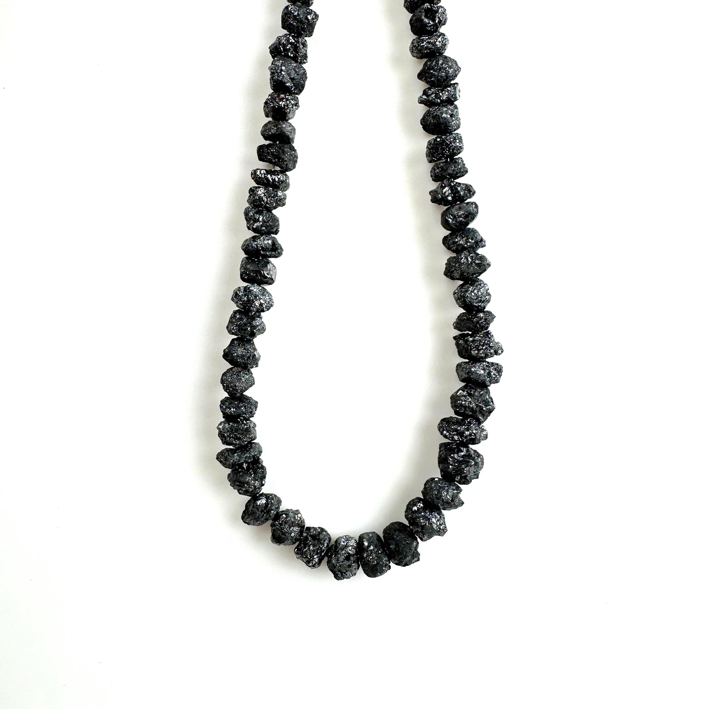80 Carat Rough Black Diamond Beads 6 - 7 MM