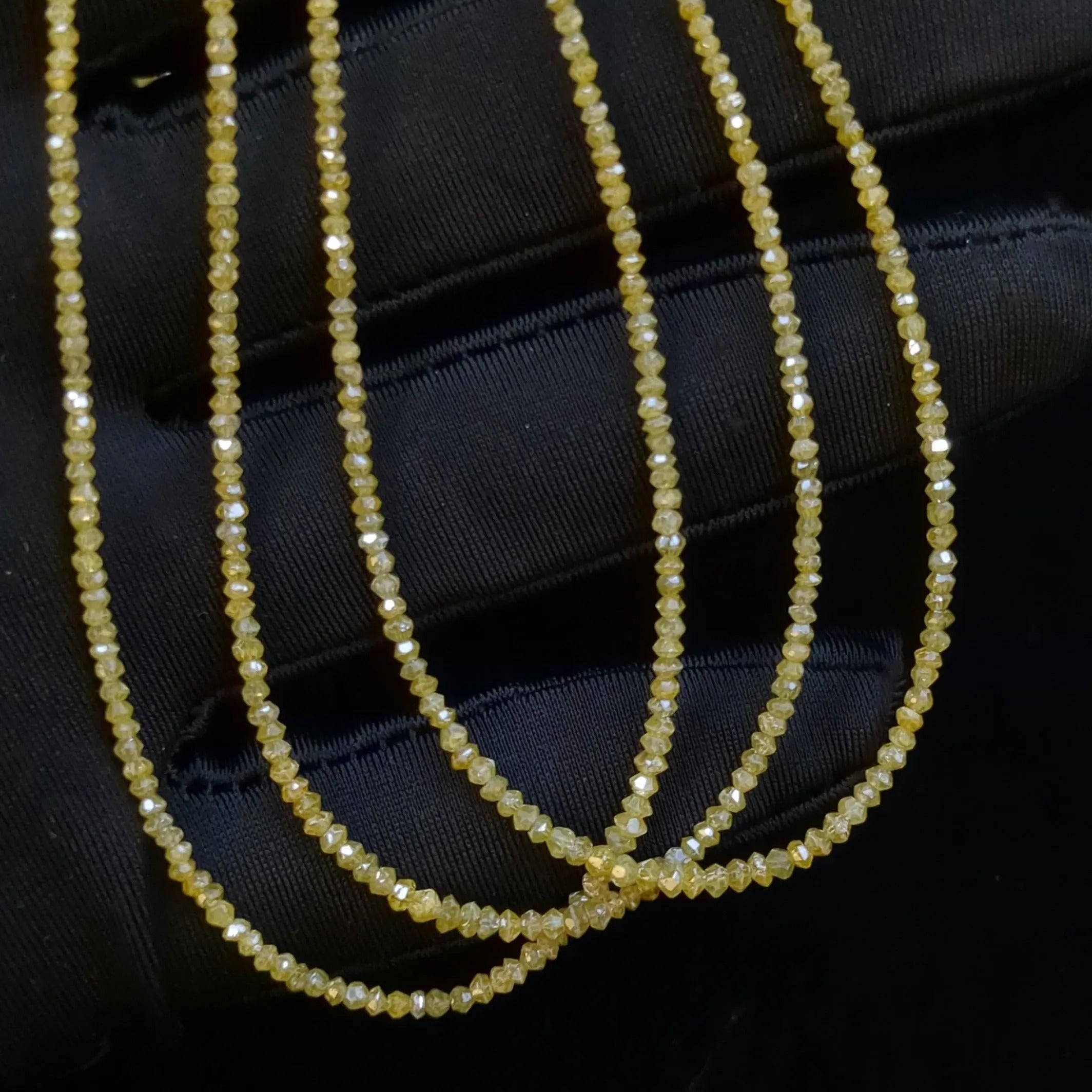 15 inch Strand Rondelle Faceted Yellow Diamond Beads 1.8 - 2.4 mm