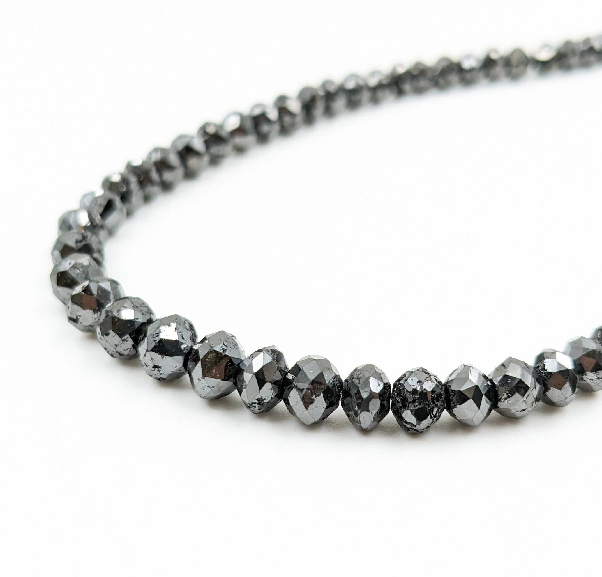 15 inch Faceted Natural Black Diamond Beads AAA Grade handmade 6 mm