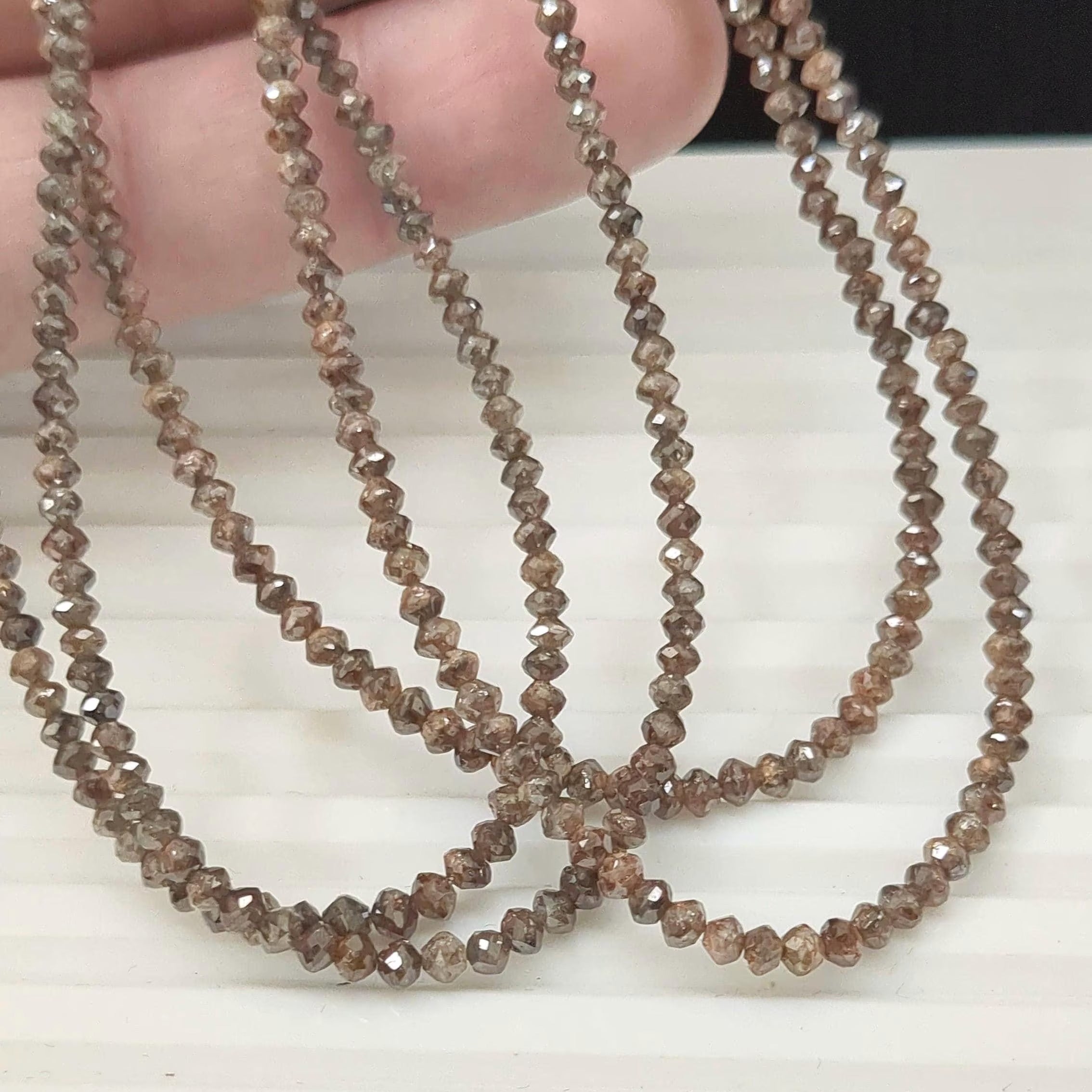 15 inch Strand Red Champagne Diamond Beads Natural Faceted Beads