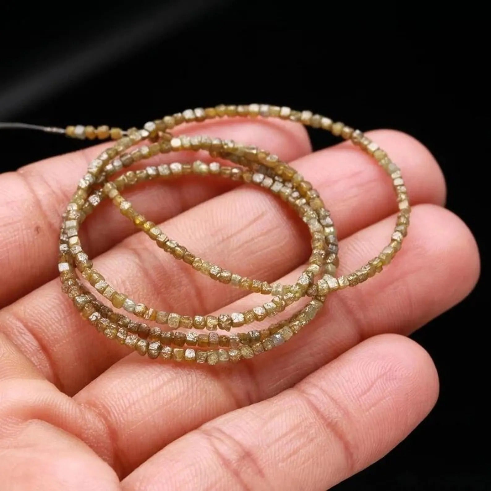 AAA+ Dark Yellow Diamond Cube Beads Raw Rough Diamonds 1.5-2.5mm