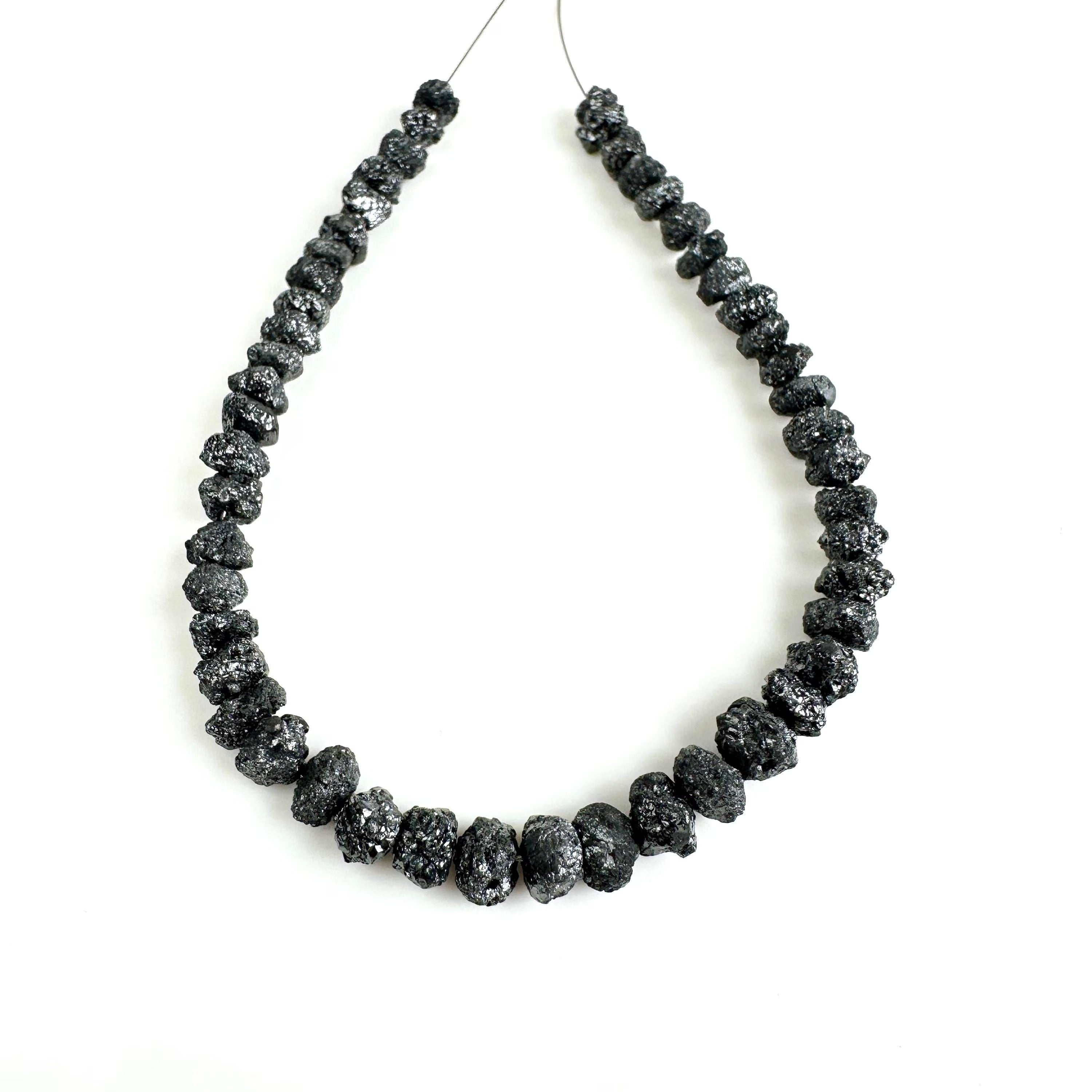 80 Carat Rough Black Diamond Beads 6 - 7 MM