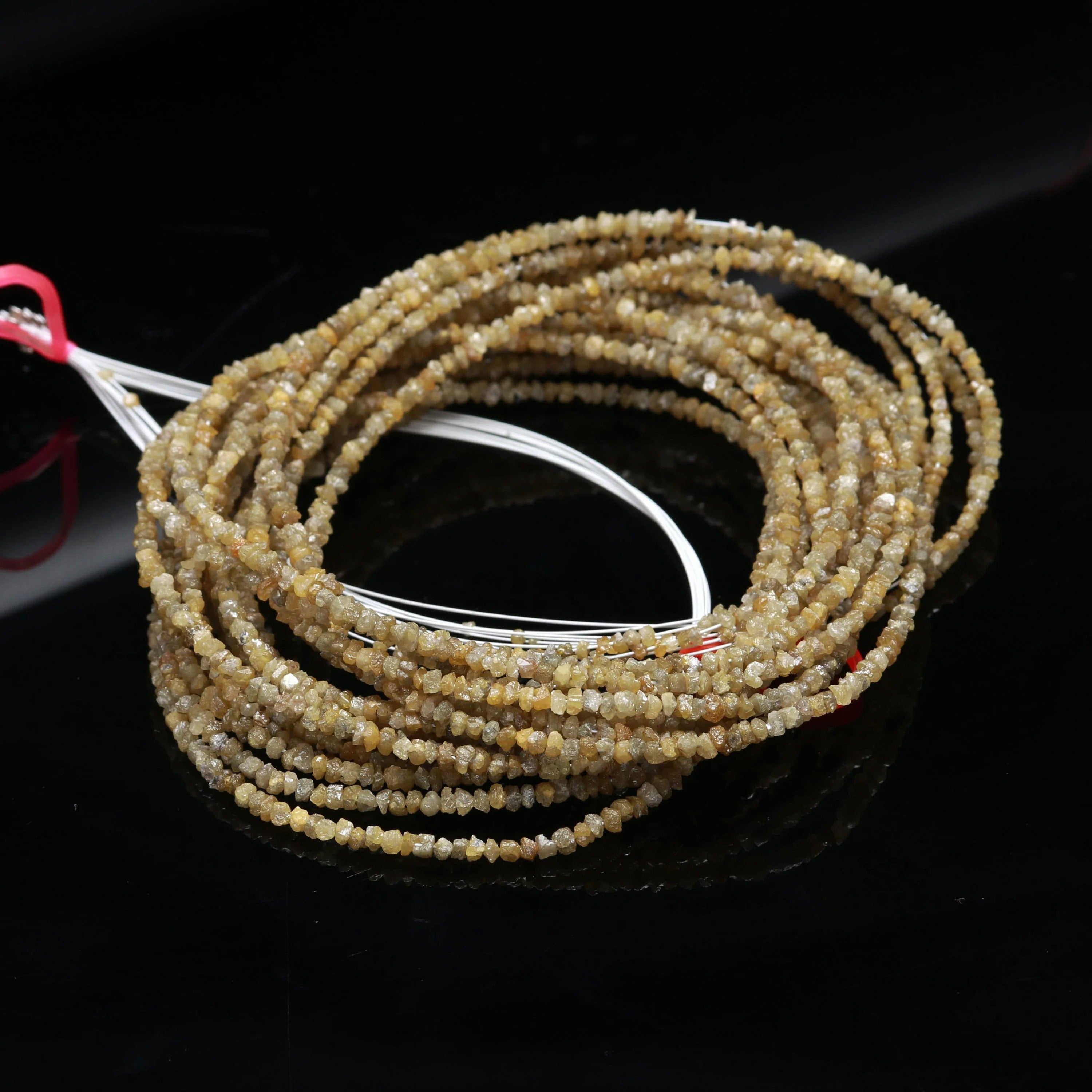 16 inch Strand Natural Raw Rough Diamond Beads Yellow Light Green Beads