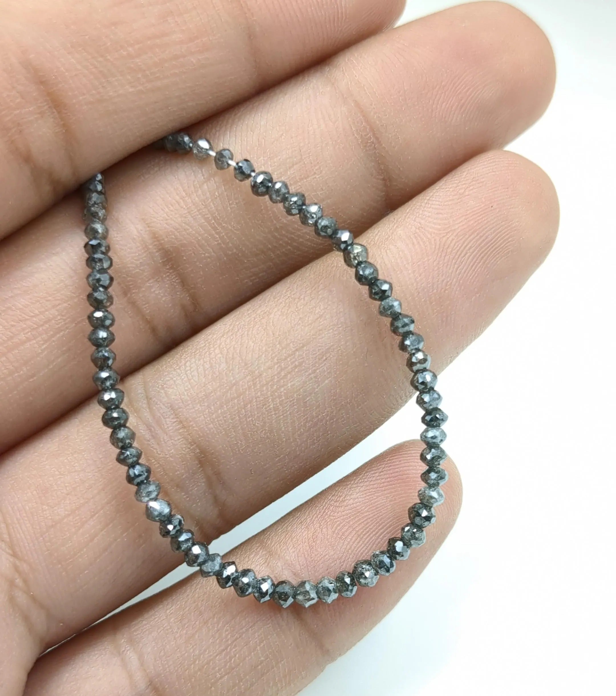 AAA Faceted Black Beads Diamond Rondelle Fancy Beads 2-3 mm