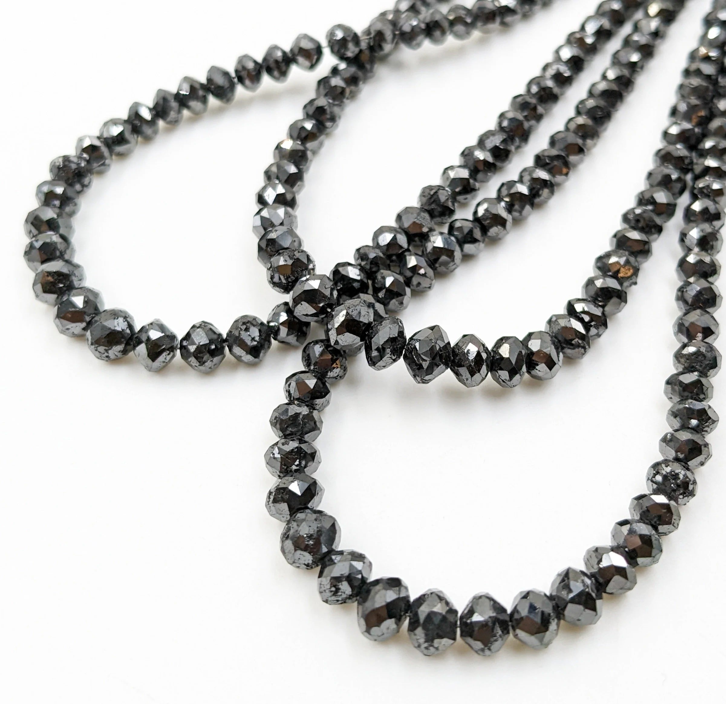 15 inch Faceted Natural Black Diamond Beads AAA Grade handmade 6 mm