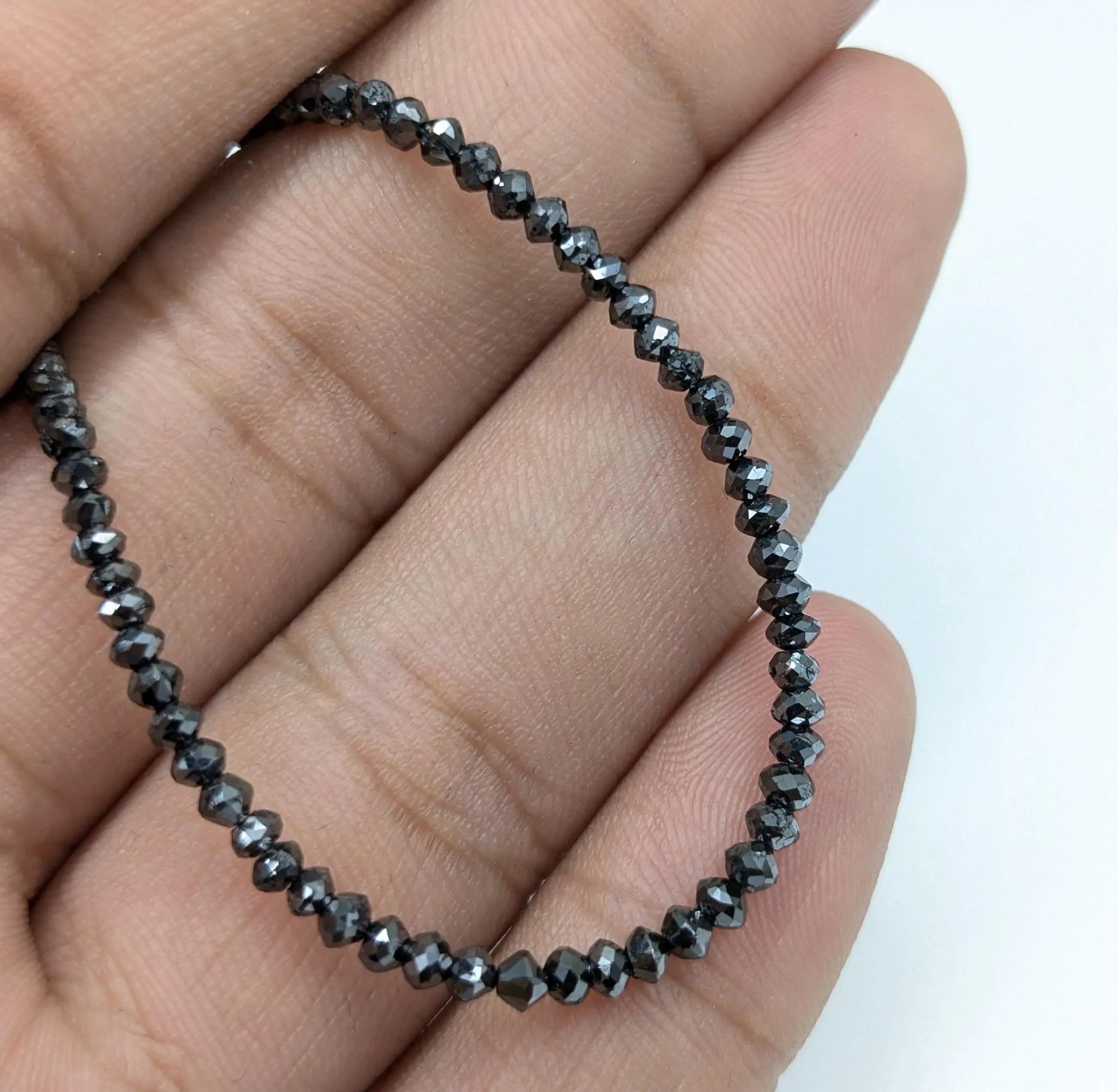 AAA Faceted Black Beads Diamond Rondelle Fancy Beads 2-3 mm