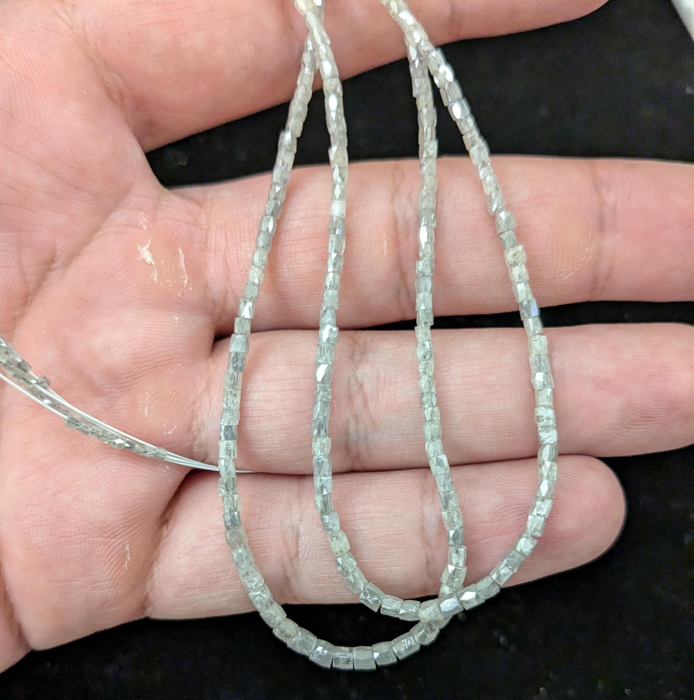 14 Inch Strand AAA Grade Faceted White Diamond Beads Natural Tube Shape