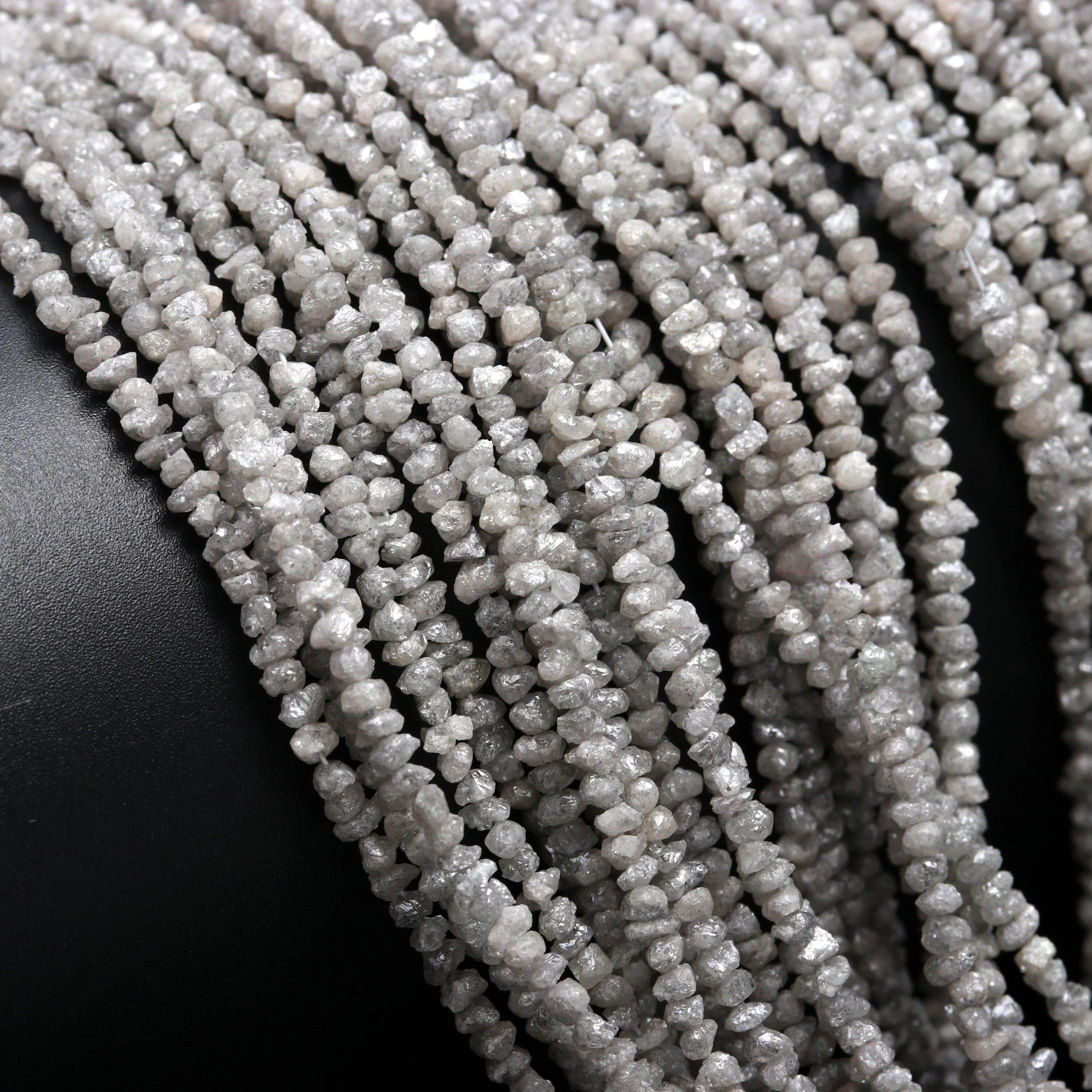AAA 15 inch Strand Natural Grey Rough Diamond Beads 2-2.5 mm