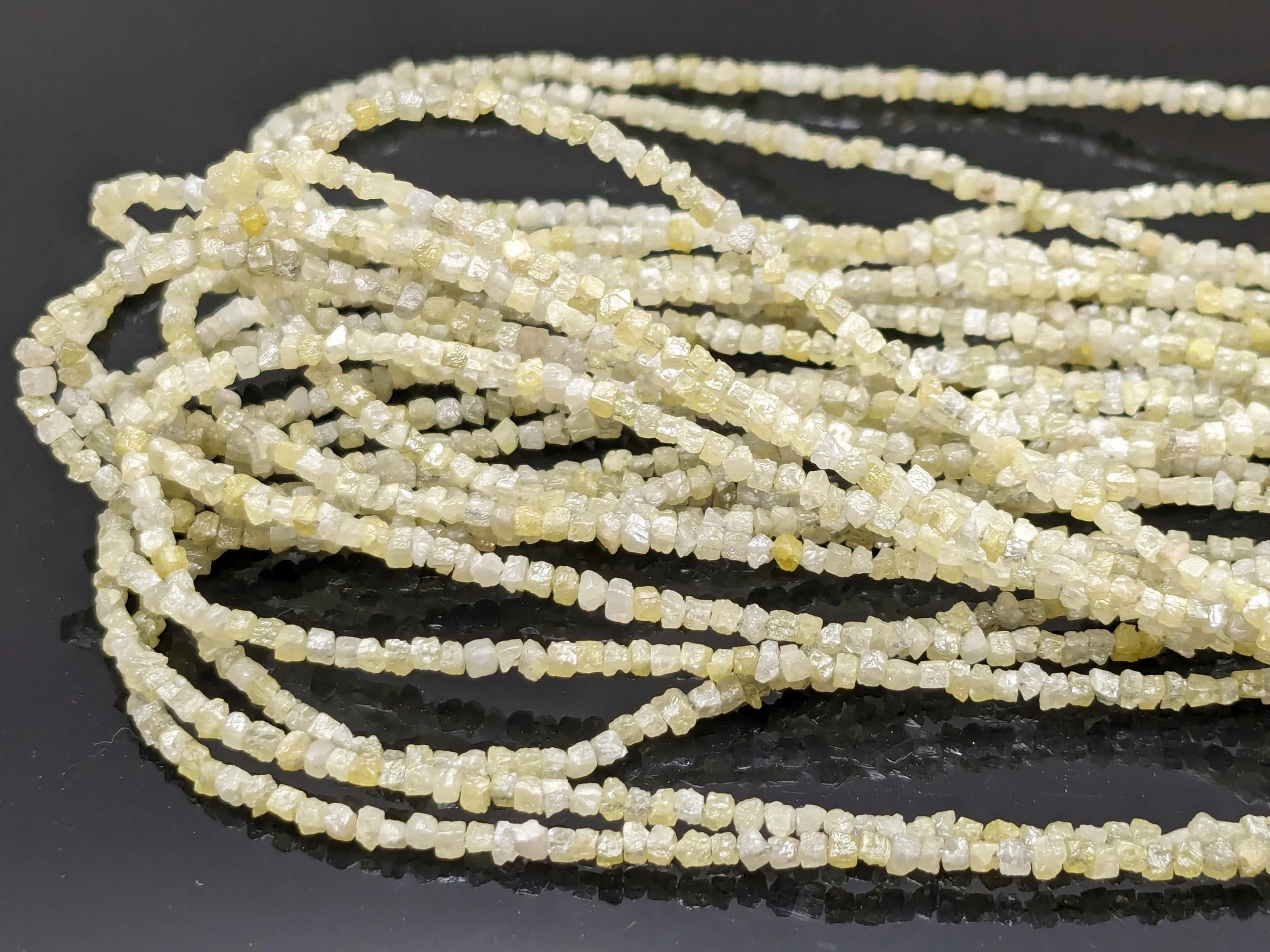 Raw Light Yellow Diamond Cube Beads Uncut Fancy Shape Beads 1.5-2 mm
