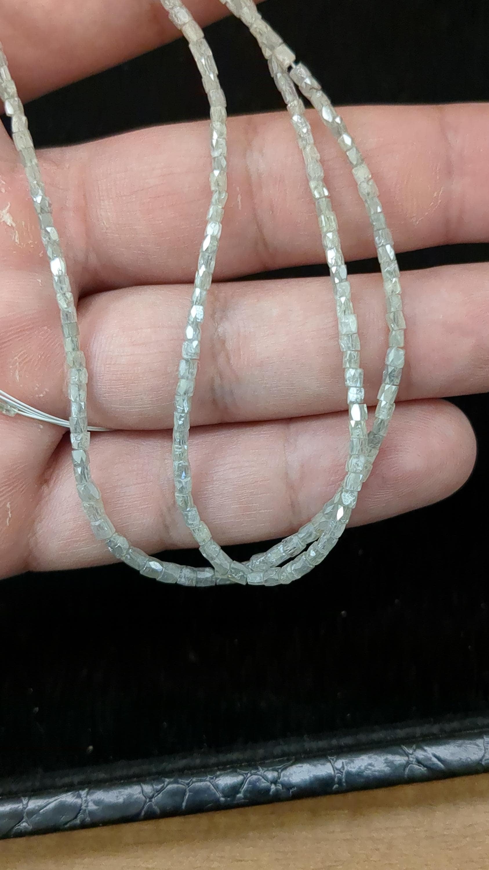 14 Inch Strand AAA Grade Faceted White Diamond Beads Natural Tube Shape