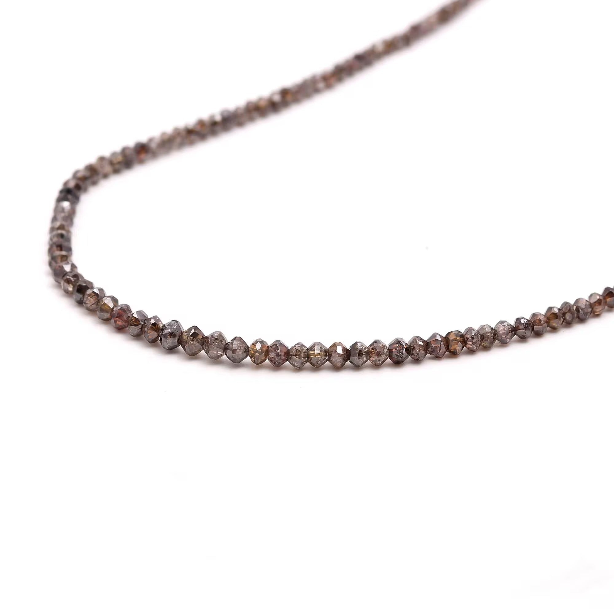 15 inch Champagne Diamond Salt and Pepper Natural Beads 2 mm