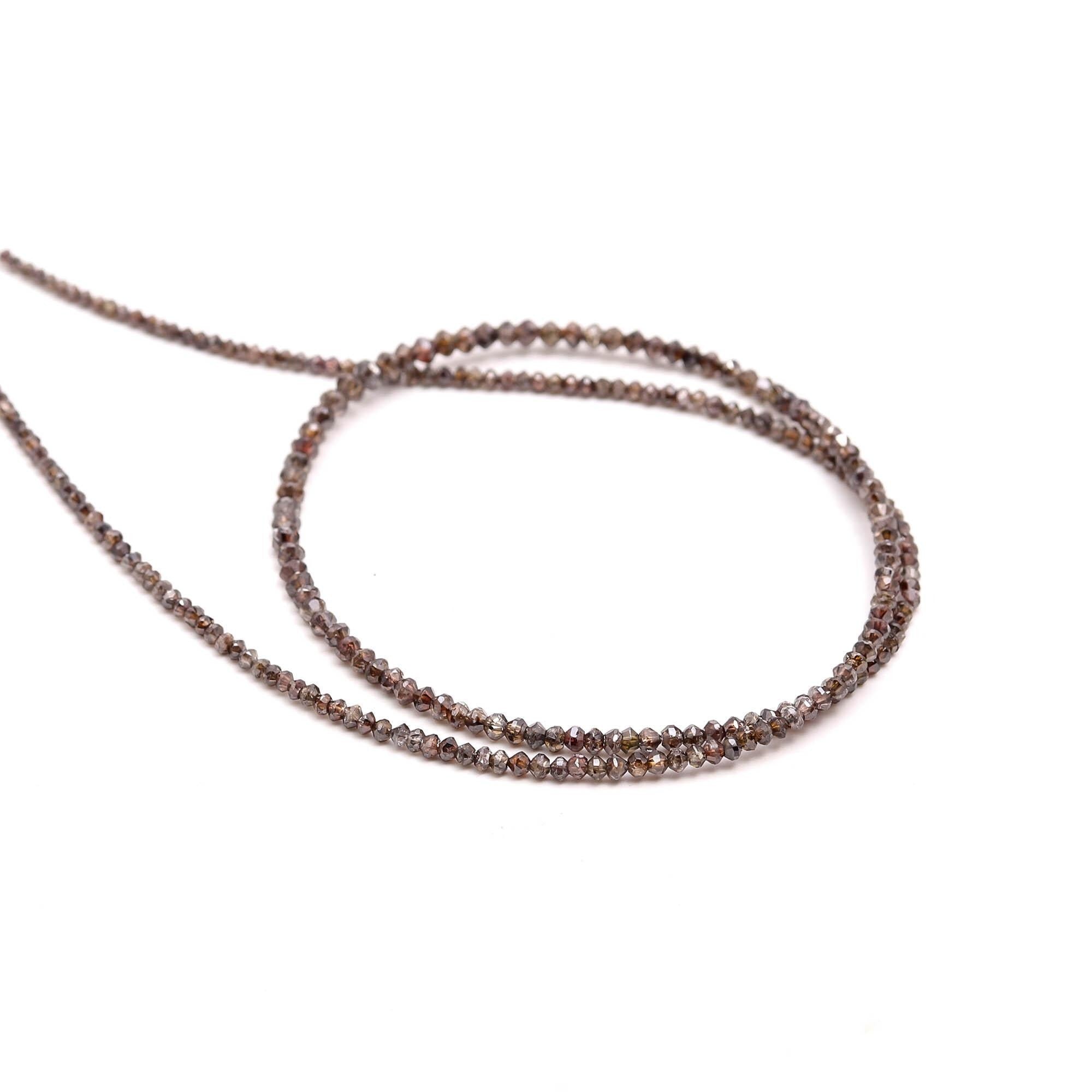 15 inch Champagne Diamond Salt and Pepper Natural Beads 2 mm