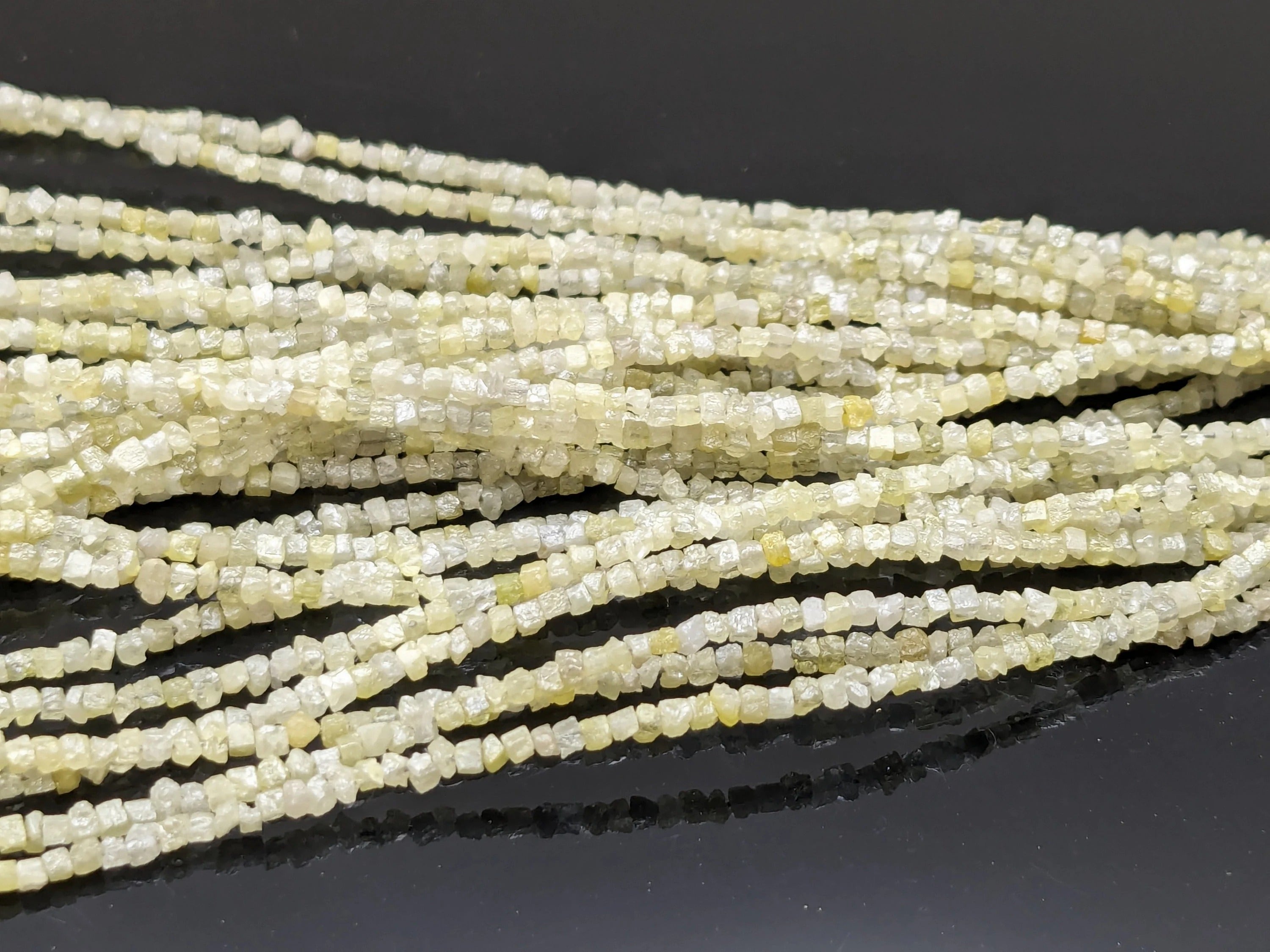 Raw Light Yellow Diamond Cube Beads Uncut Fancy Shape Beads 1.5-2 mm